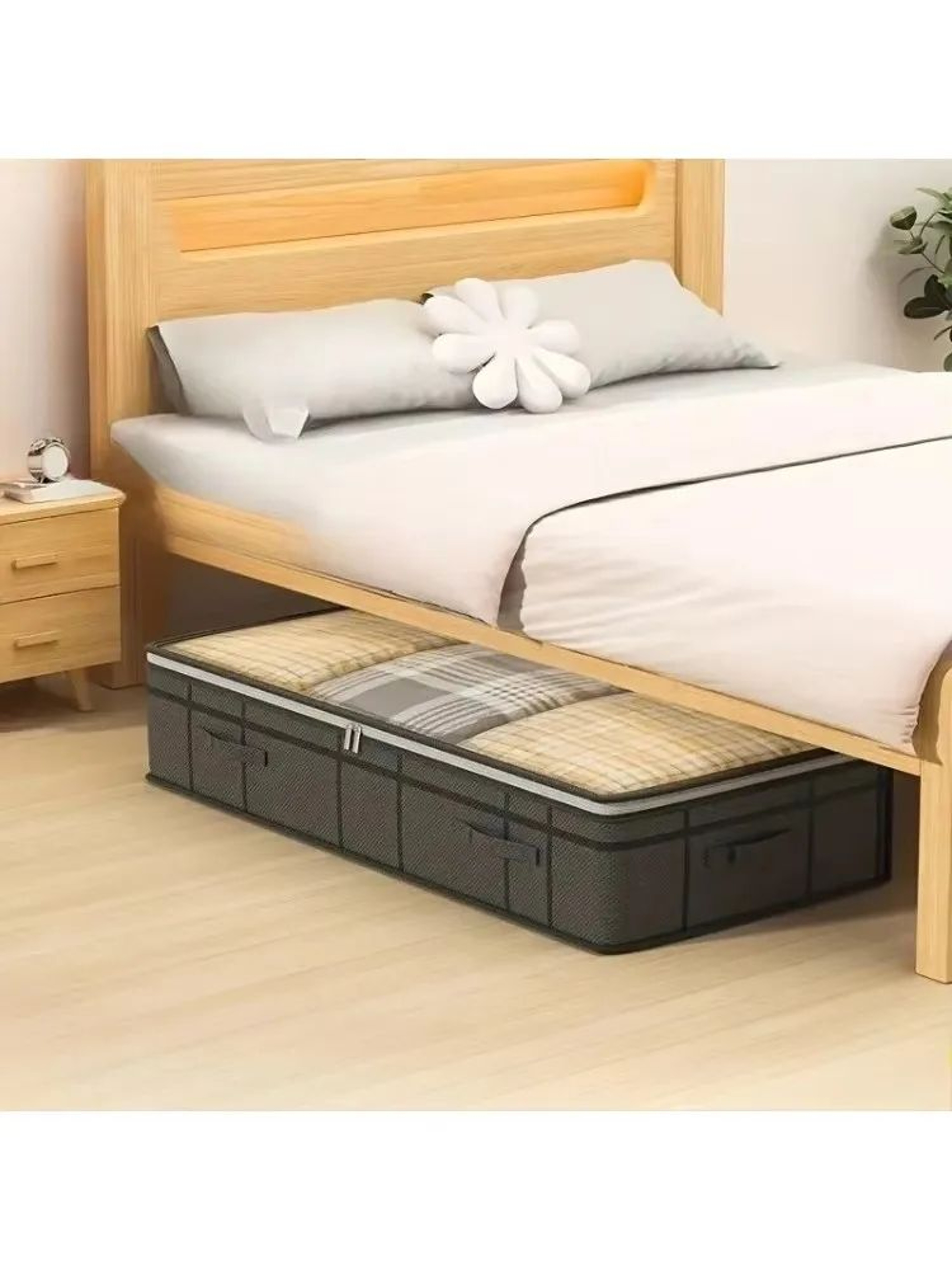 Large Under Bed Storage Bag  Foldable Clothes Organizer With Clear Window  Reinforced Frame 3