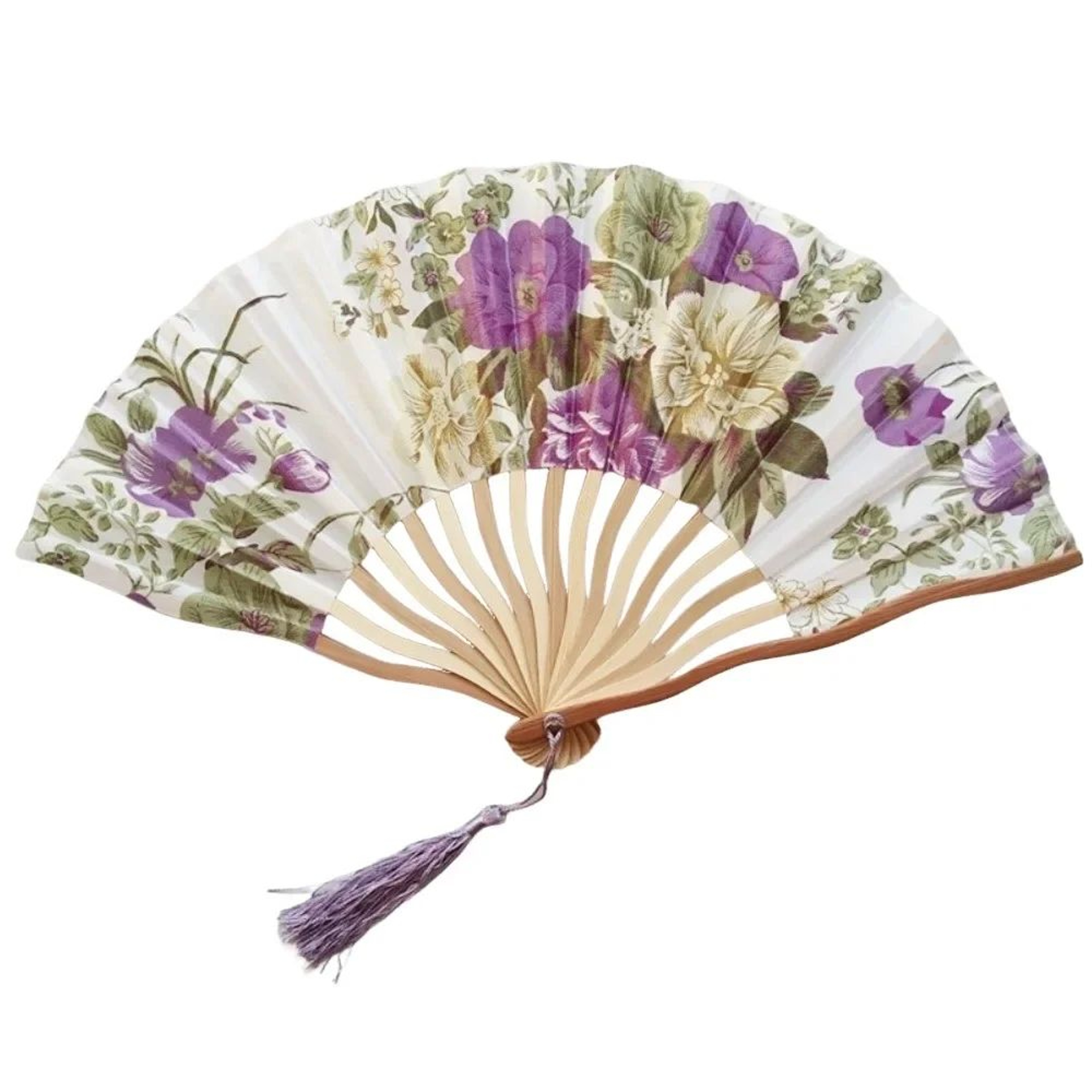 Vintage Silk Folding Hand Fan  Bamboo Chinese Dance Fan With Colorful Tassel For Weddings Parties   13