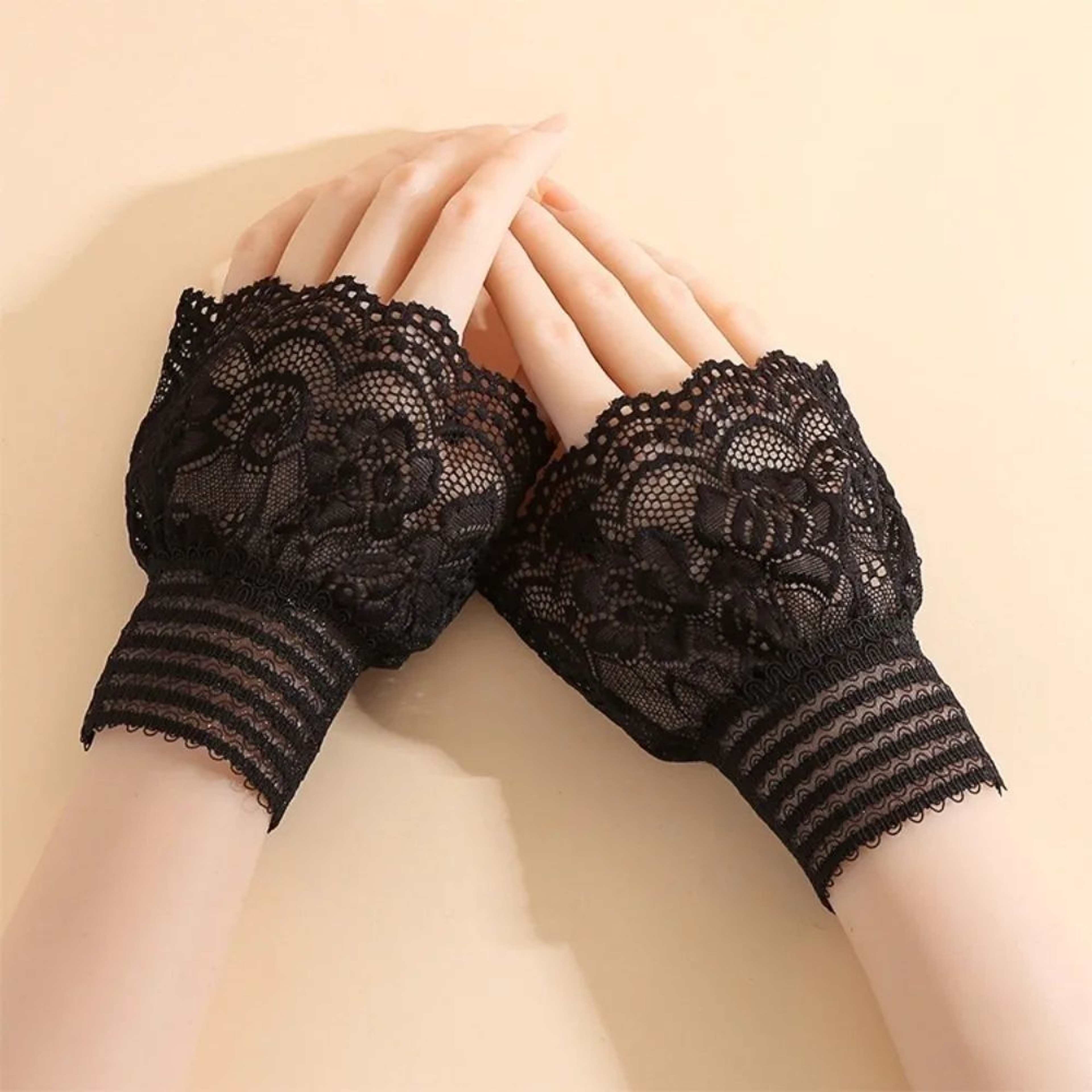 1 Pair Lace Detachable Sleeve Cuffs  Ruffle Fake Cuffs Sun Protection Wrist Sleeves For Women Sweat 16