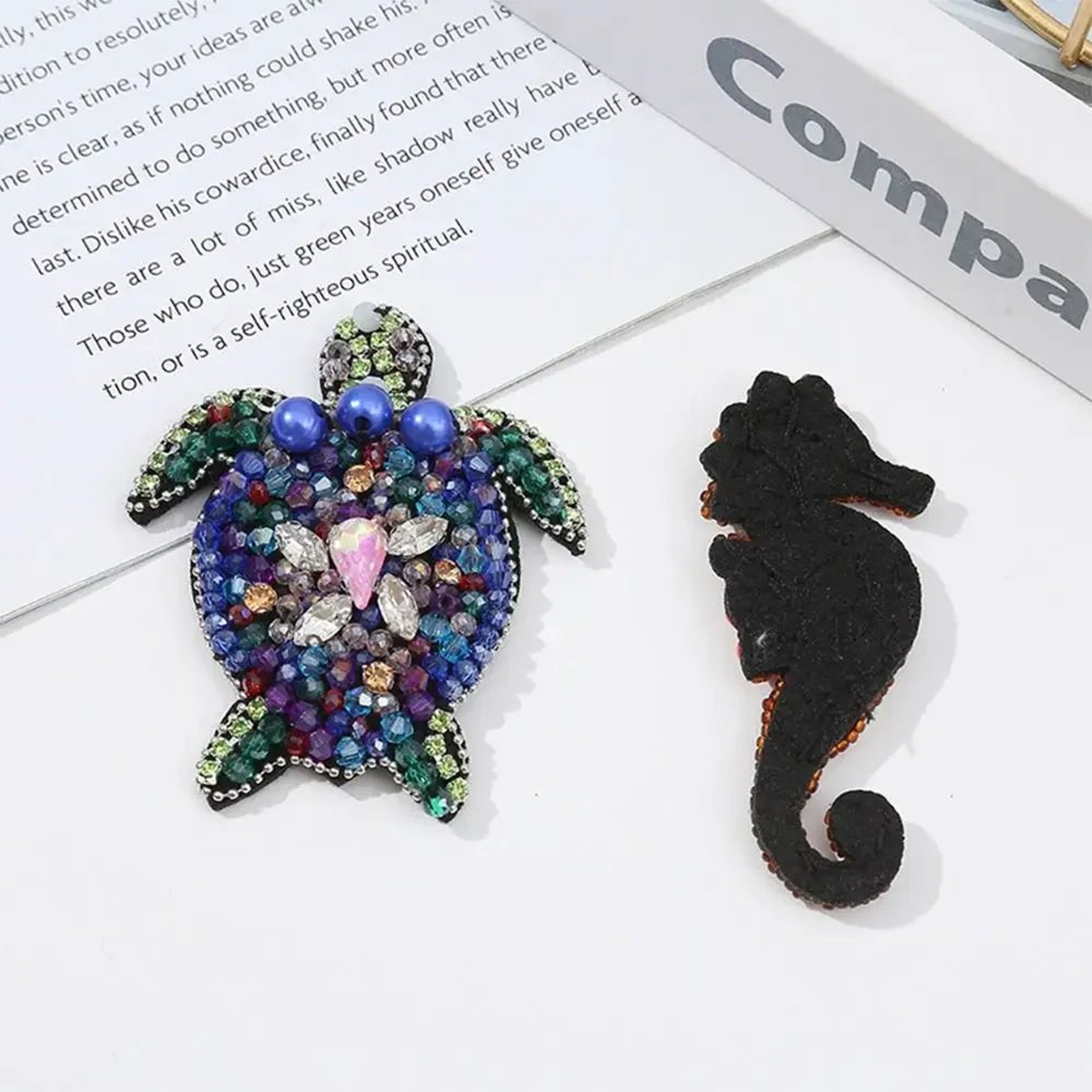 3D Marine Animal Beaded SewOn Patches  Handmade Rhinestone Appliques For DIY Clothing Bags  Crafts 2