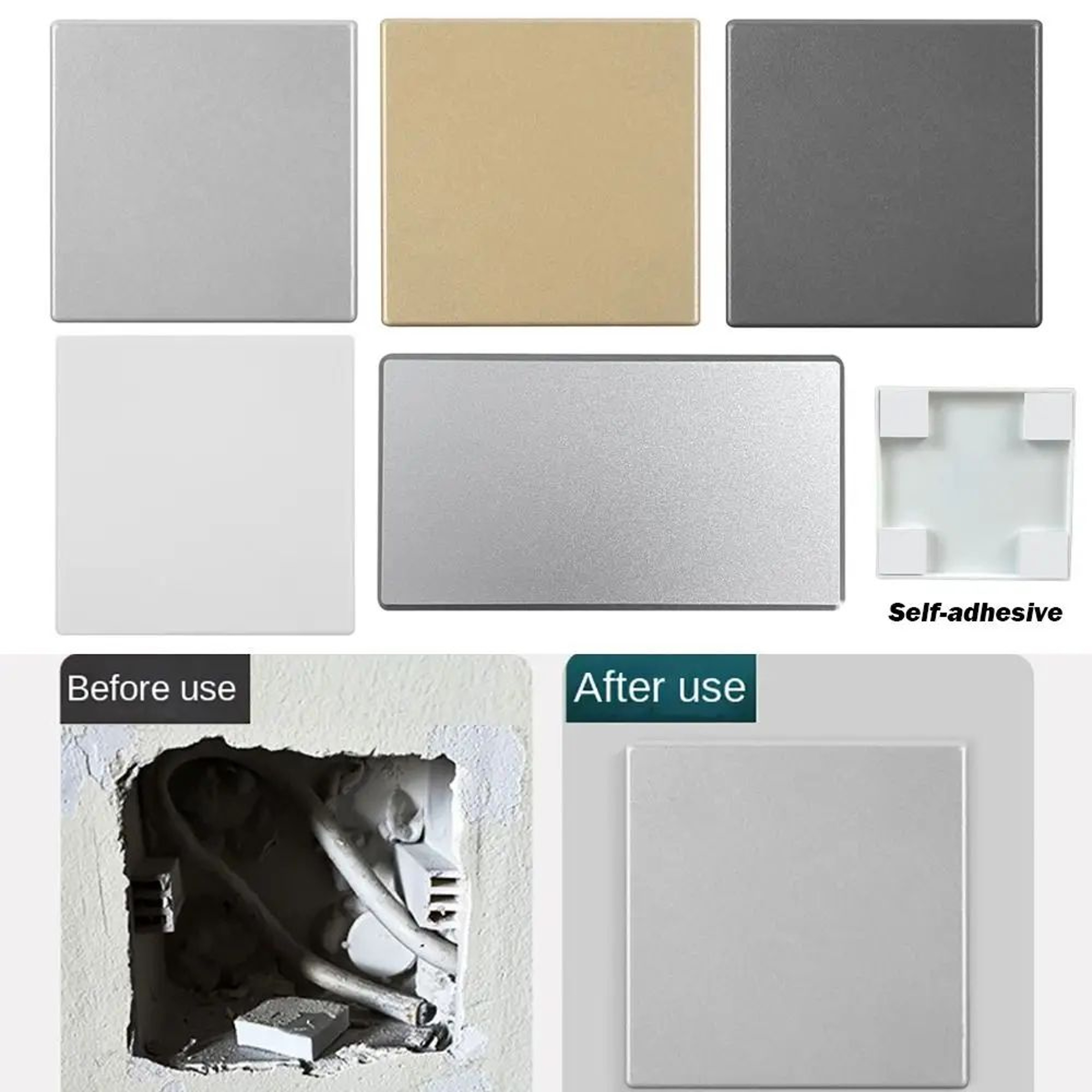 SelfAdhesive Switch Blank Cover Panel  86 Type ABS Wall Socket Cover Plate For Home Wall Repair  De 1
