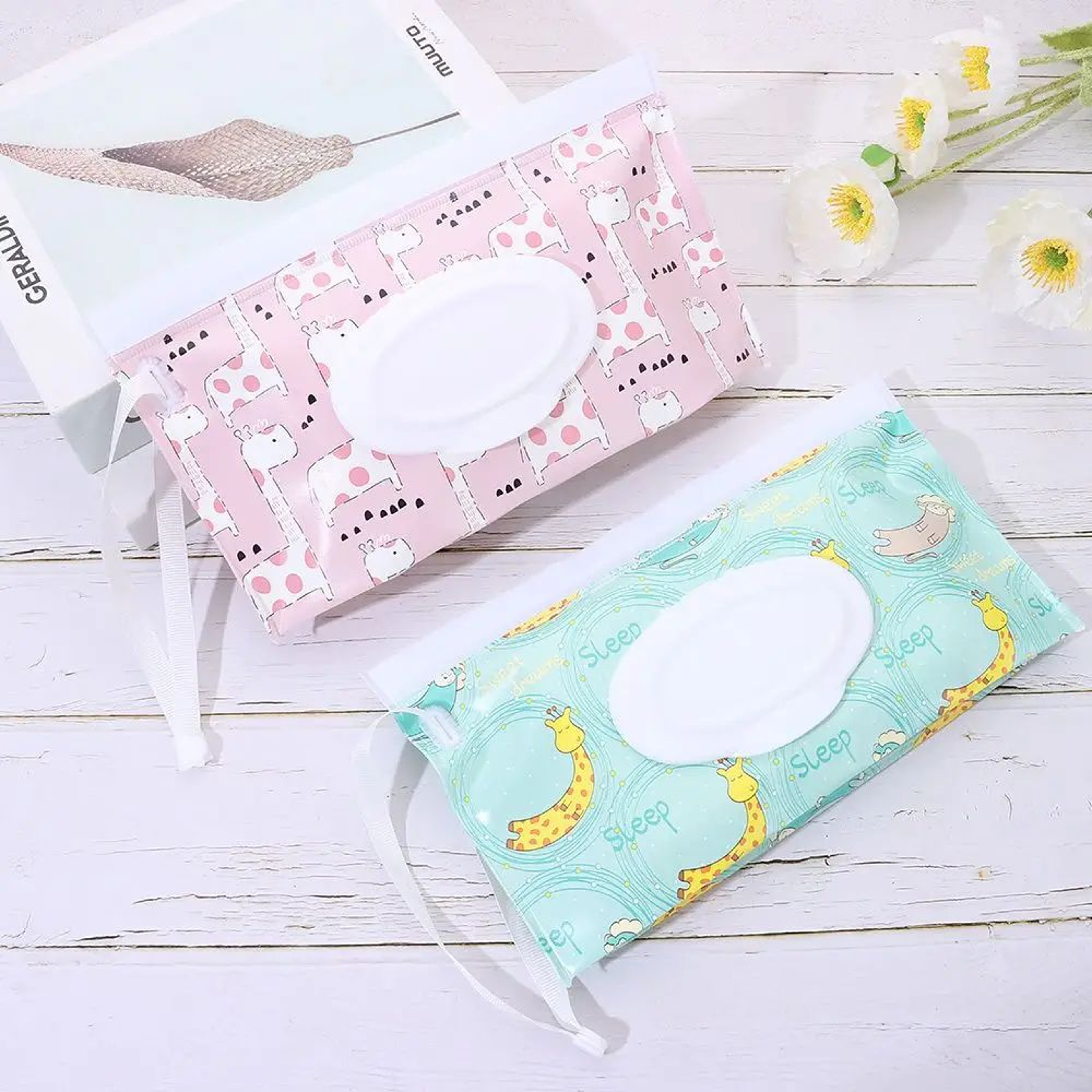 Reusable Baby Wet Wipe Pouch  Portable Refillable Wipes Holder Case With Flip Cover  Snap Strap For 1