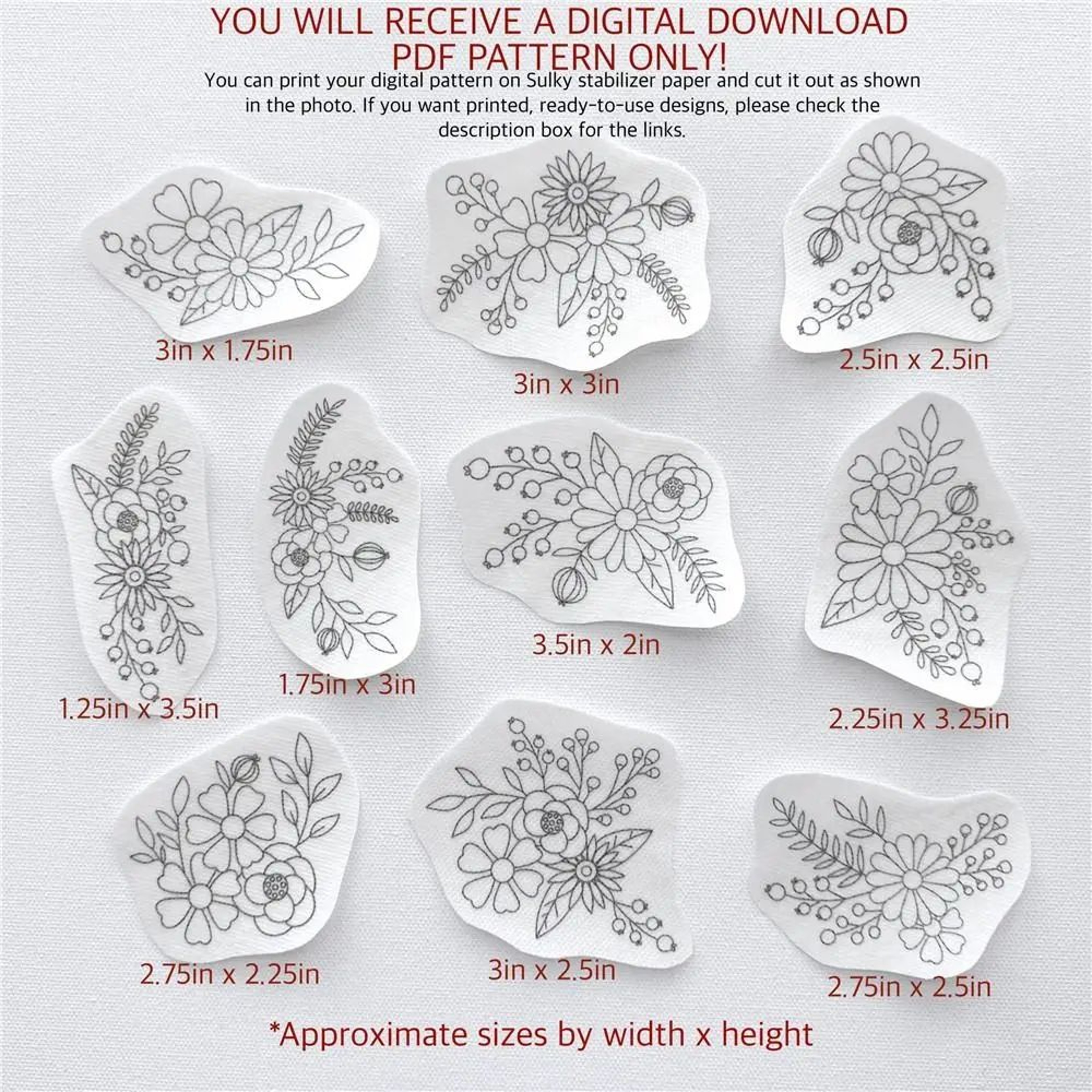 Flowers  Ocean WaterSoluble Embroidery Paper  Peel  Stick DIY Embroidery Pattern Transfer For Hand  4
