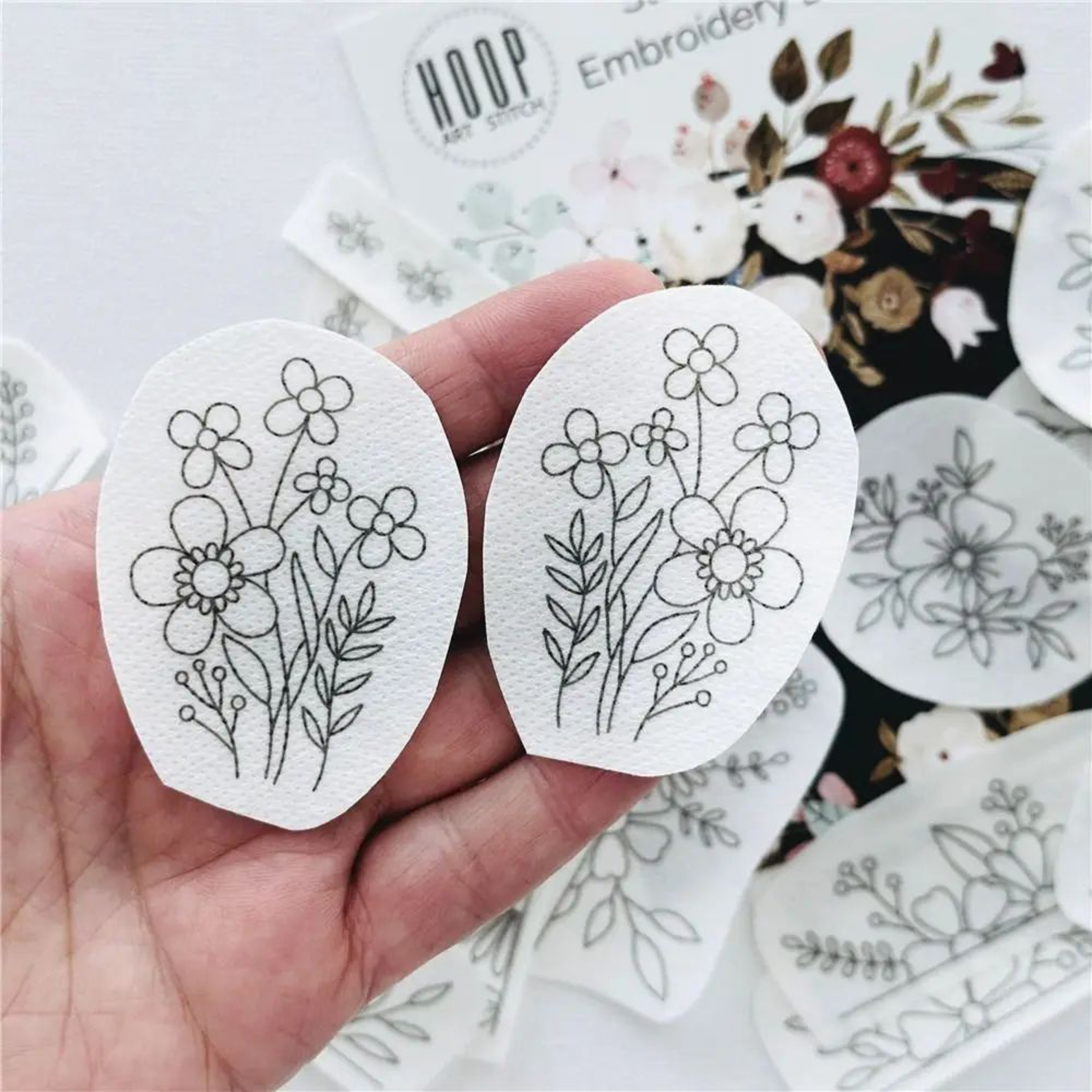 Flowers  Ocean WaterSoluble Embroidery Paper  Peel  Stick DIY Embroidery Pattern Transfer For Hand  1
