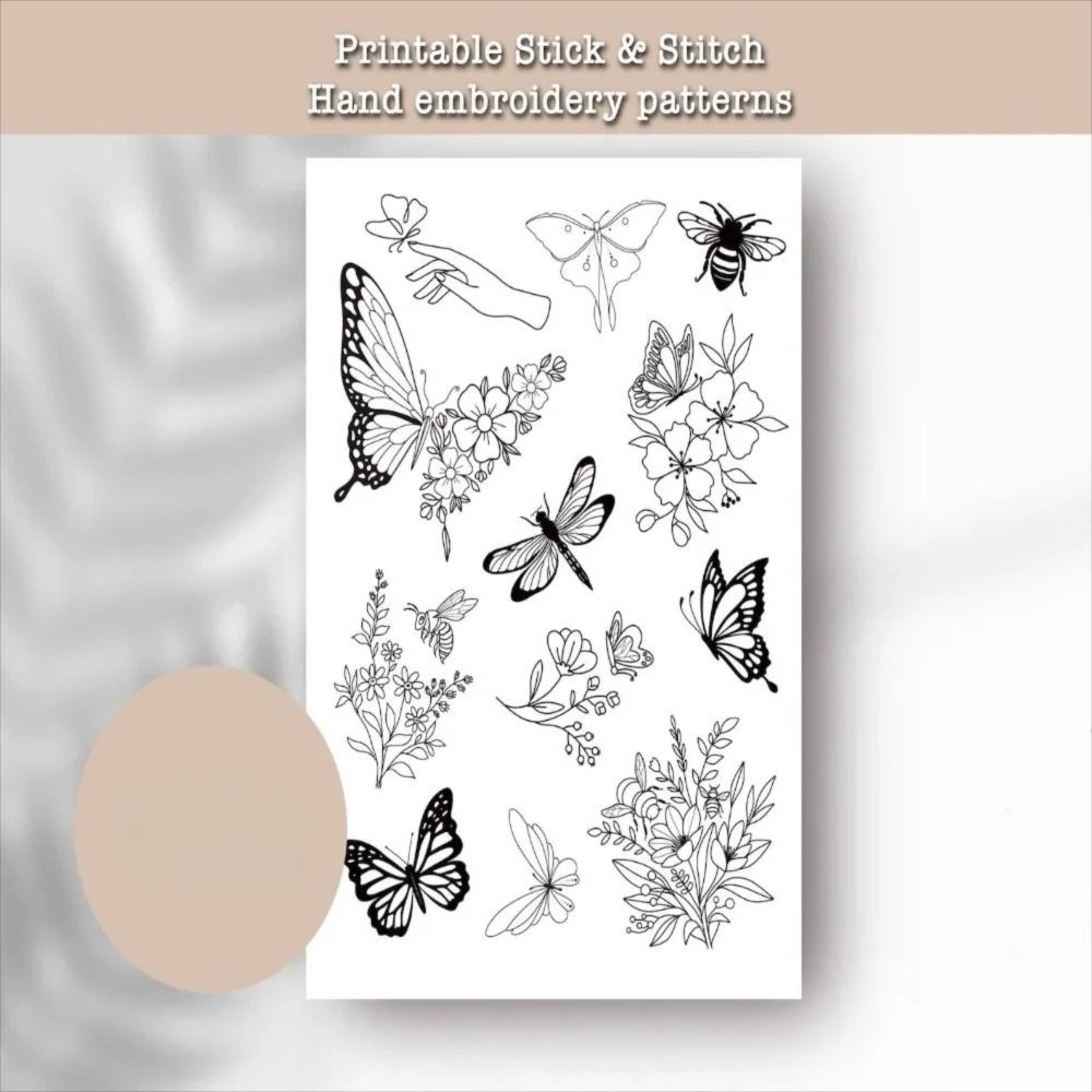 Flowers  Ocean WaterSoluble Embroidery Paper  Peel  Stick DIY Embroidery Pattern Transfer For Hand  10