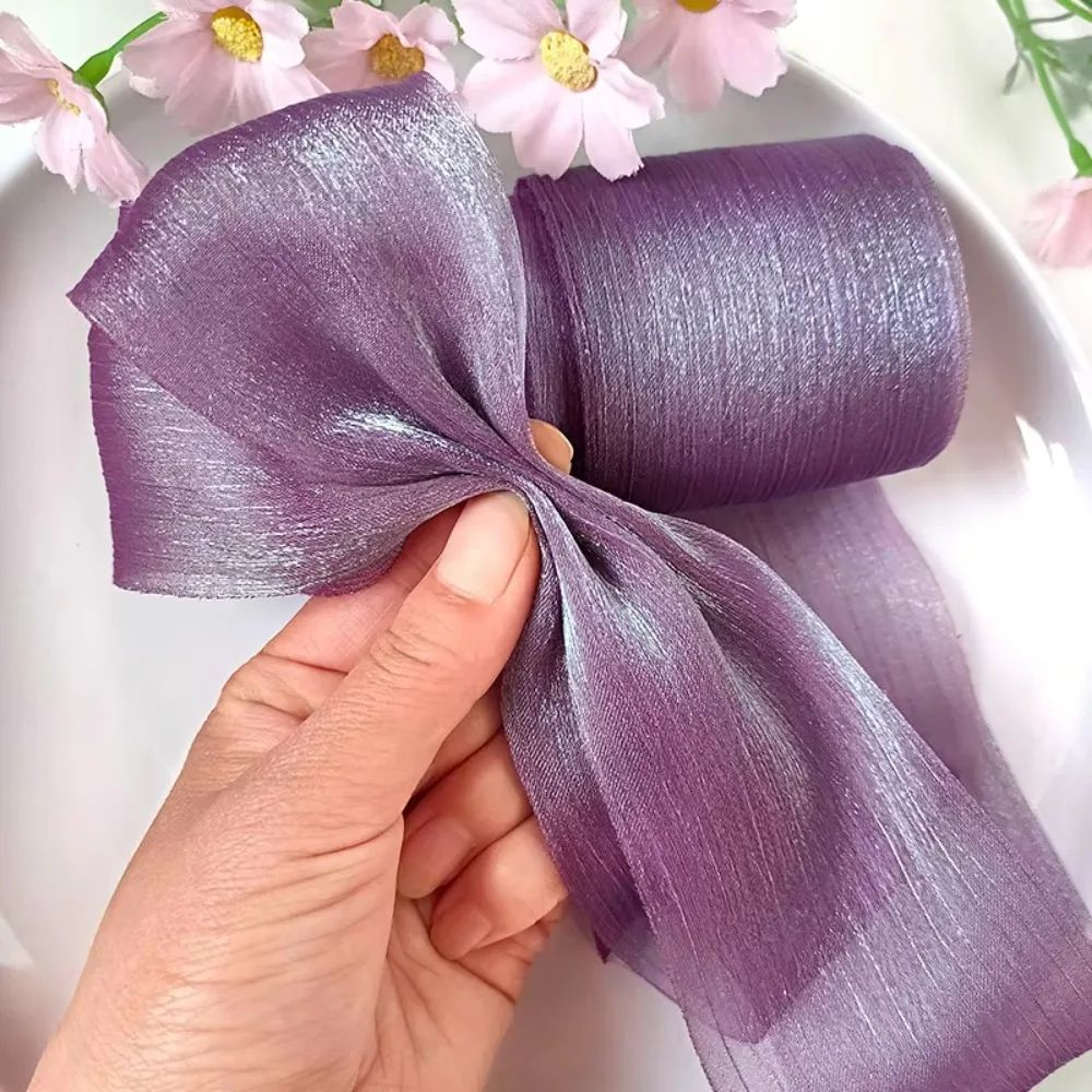 5M Pleated Chiffon Ribbon  236In Wide Tulle Ribbon For DIY Hair Bows Bouquets Gift Wrapping  Weddin 9