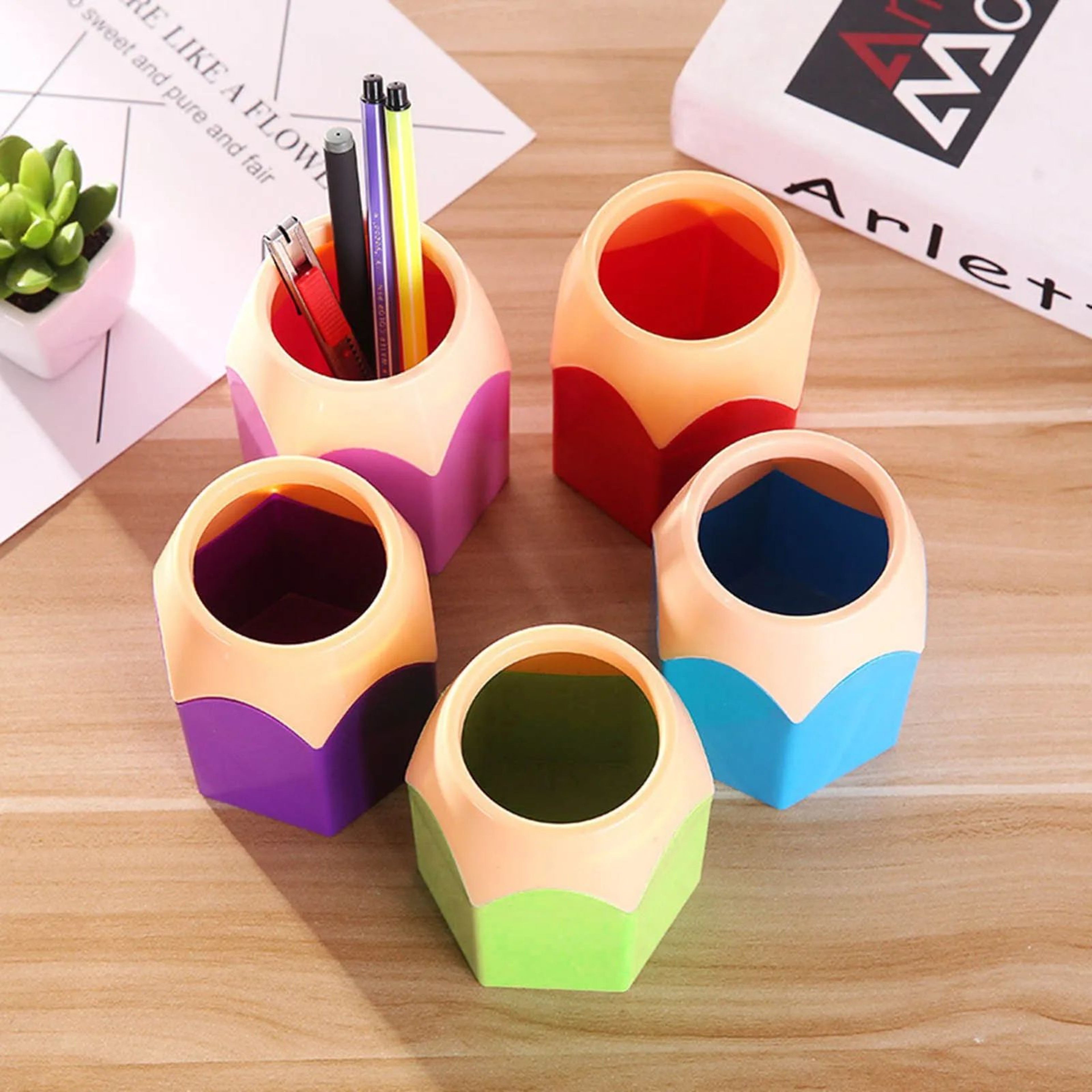 Cute PencilShaped Pen Holder  Multifunctional Desktop Pencil Storage  Makeup Brush Organizer 1