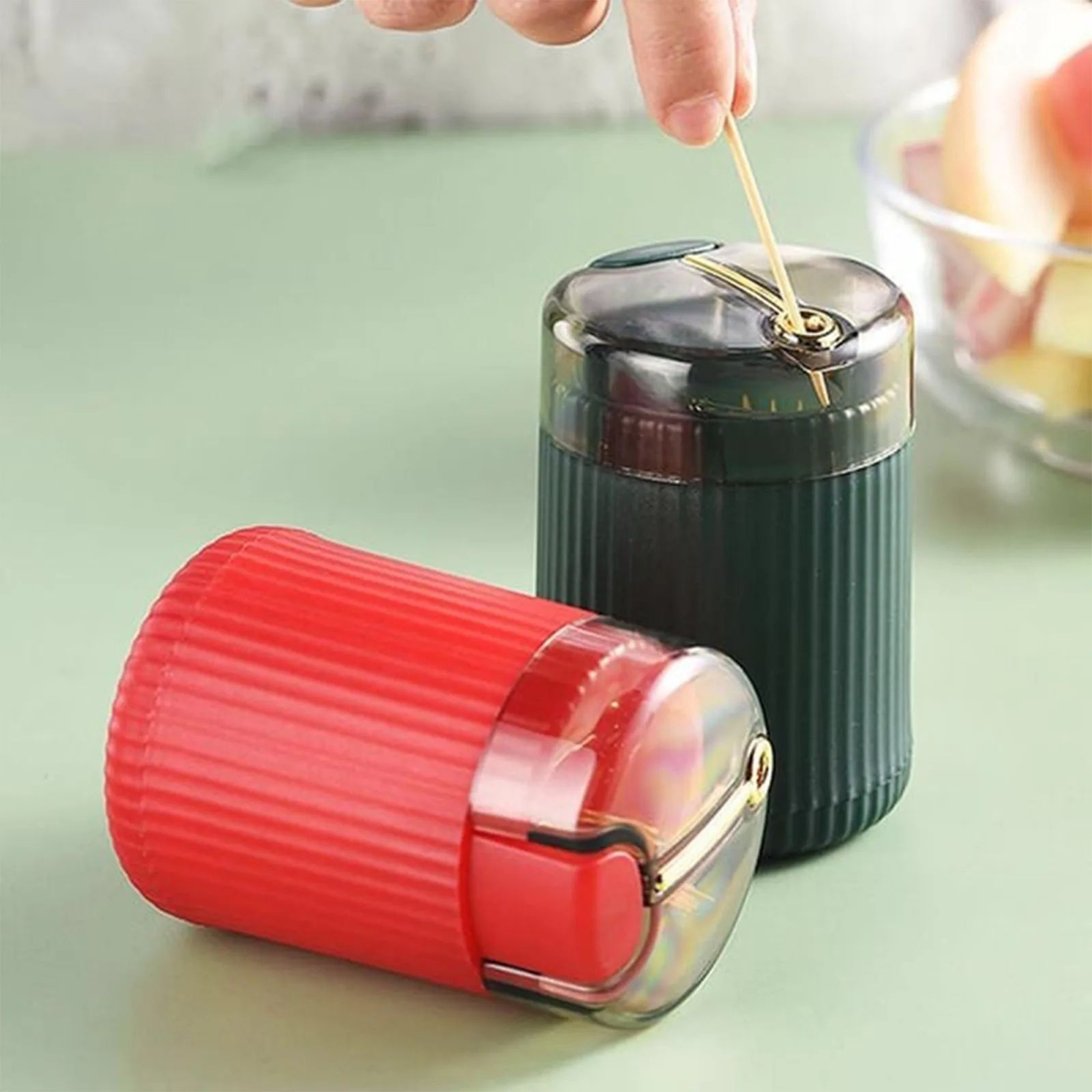 Automatic PopUp Toothpick Dispenser  Portable PressType Toothpick Holder With Transparent Lid  Stor 1
