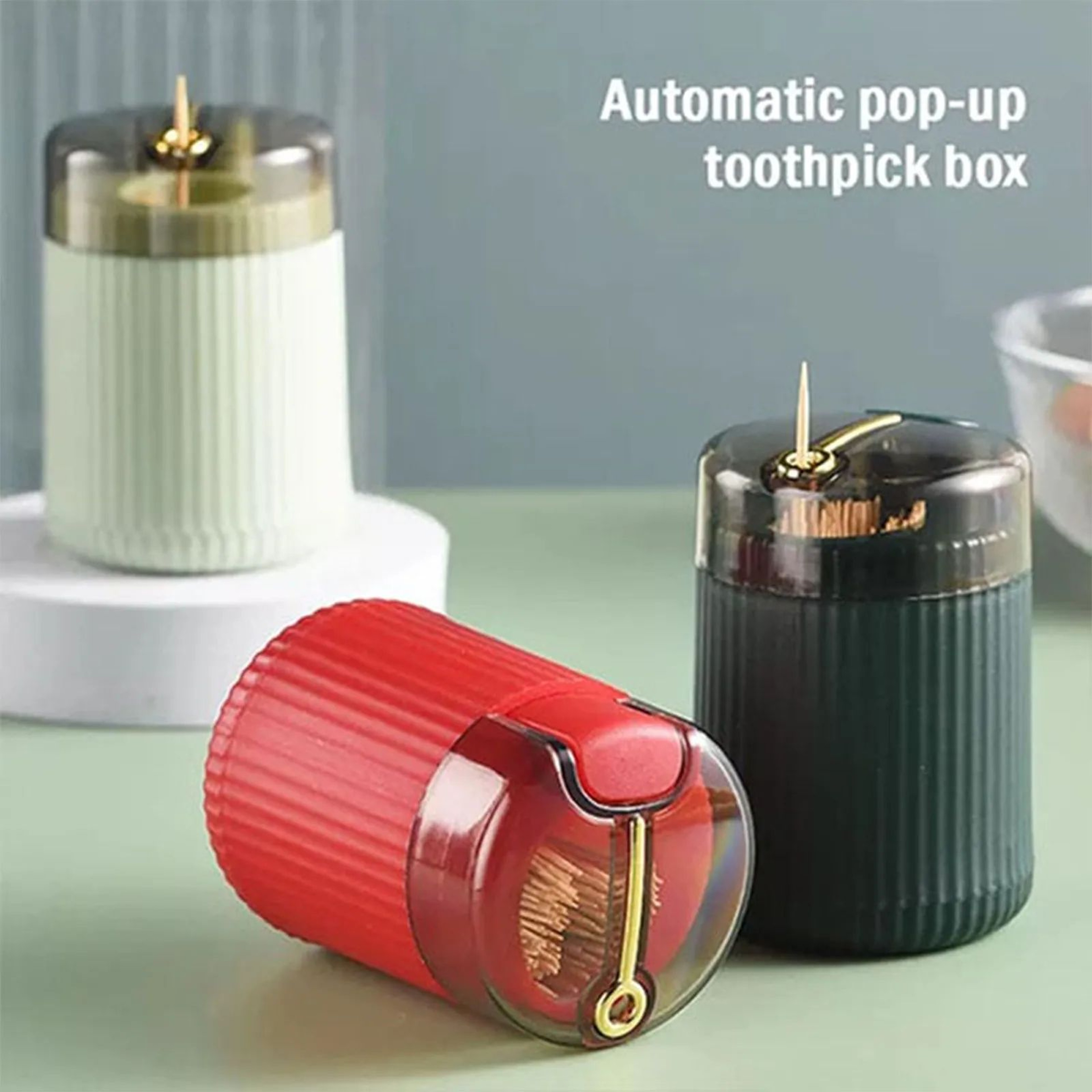 Automatic PopUp Toothpick Dispenser  Portable PressType Toothpick Holder With Transparent Lid  Stor 3