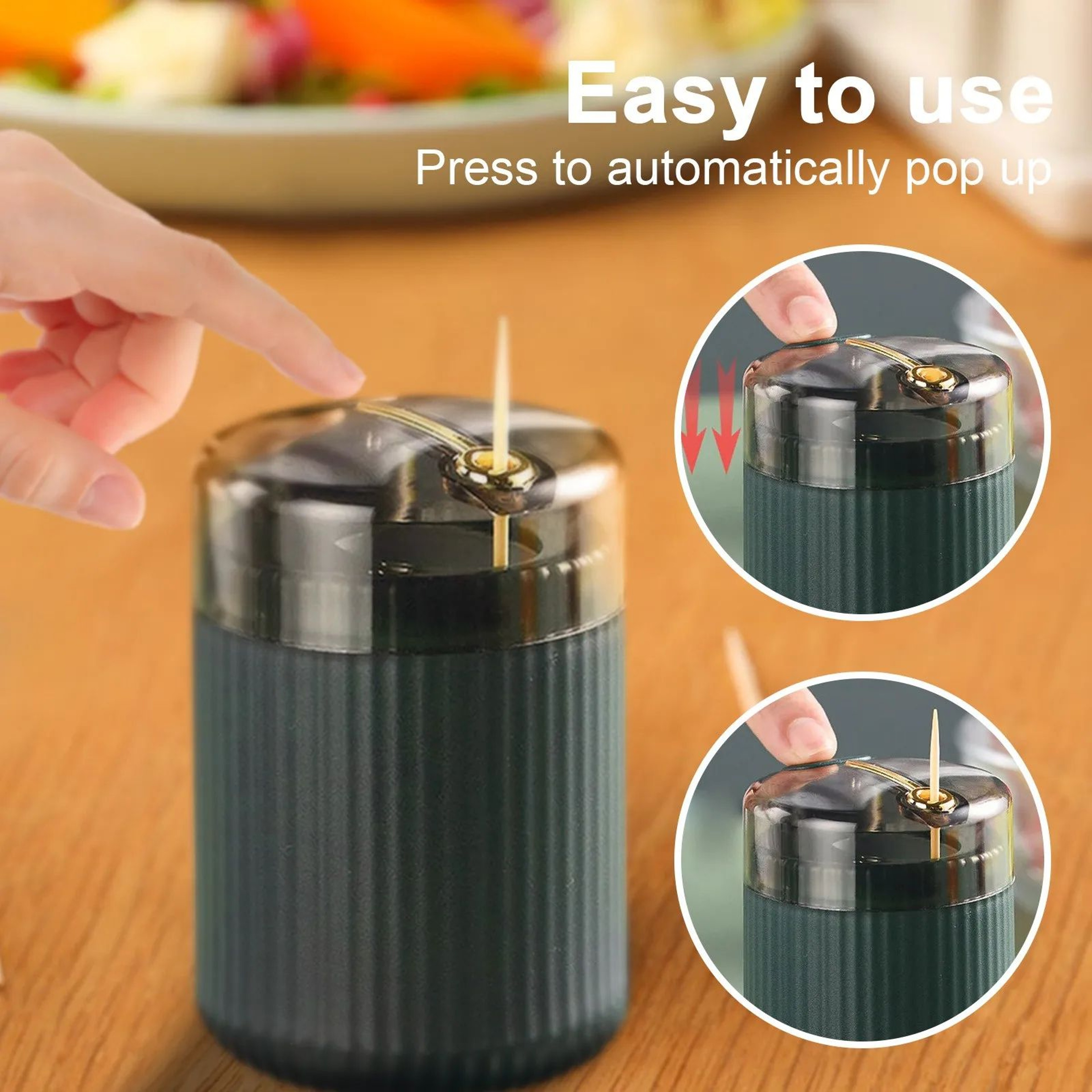 Automatic PopUp Toothpick Dispenser  Portable PressType Toothpick Holder With Transparent Lid  Stor 4