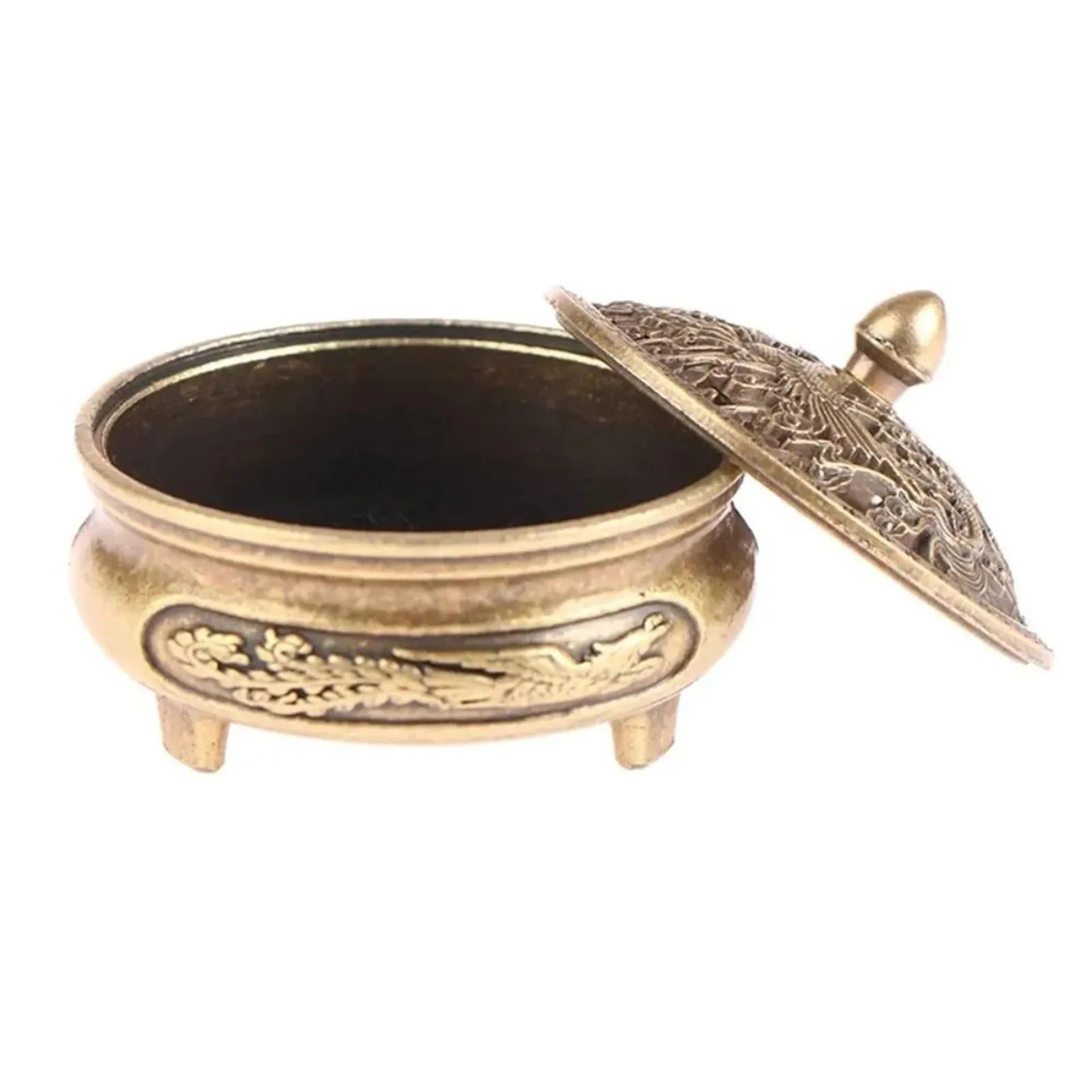Antique Brass Dragon Phoenix Incense Burner  Hollow Carved Chinese Style Censer For Home Tea 4