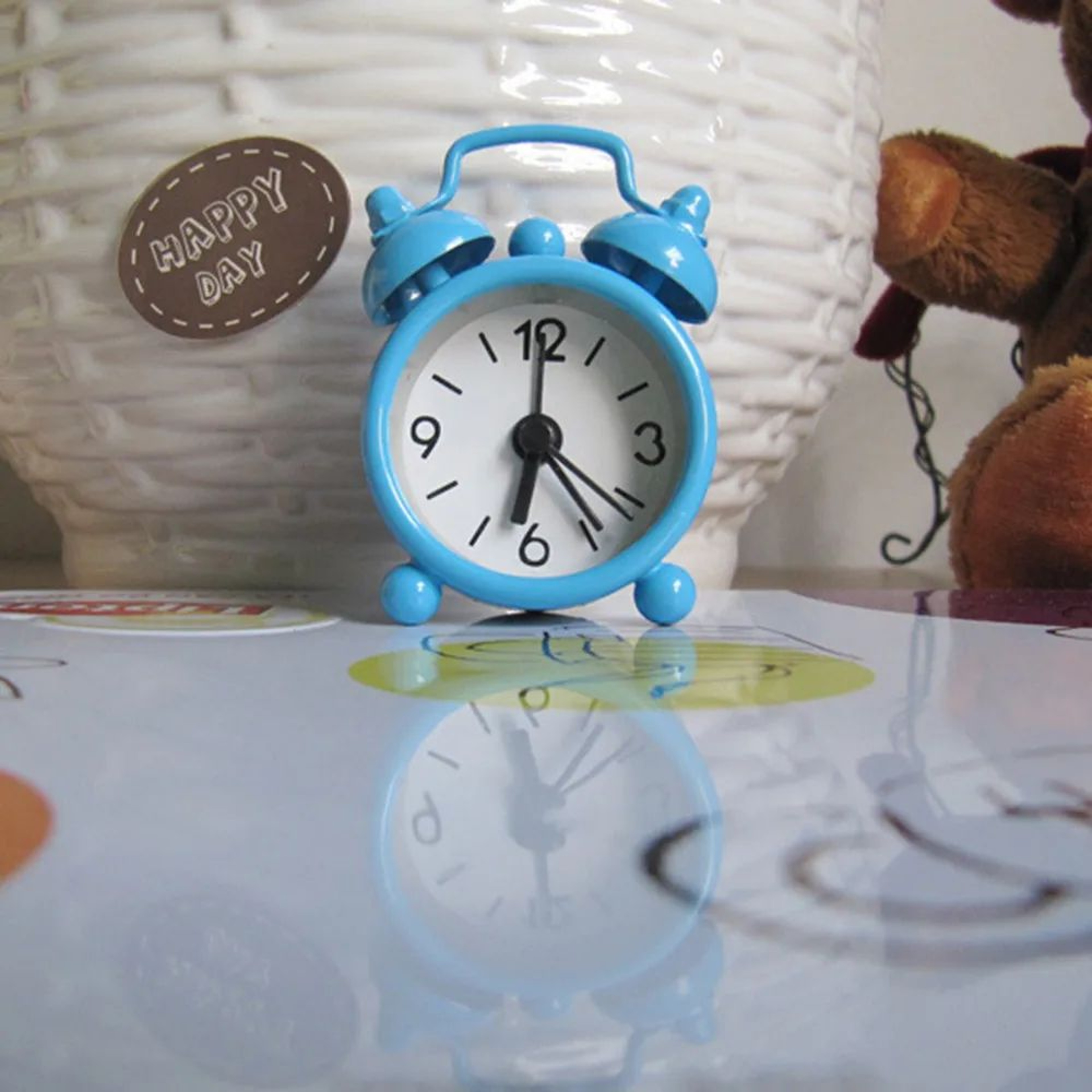 Retro Twin Bell Mini Alarm Clock  Portable Quartz Bedside Table Clock For Travel Office Bedroom  De 7