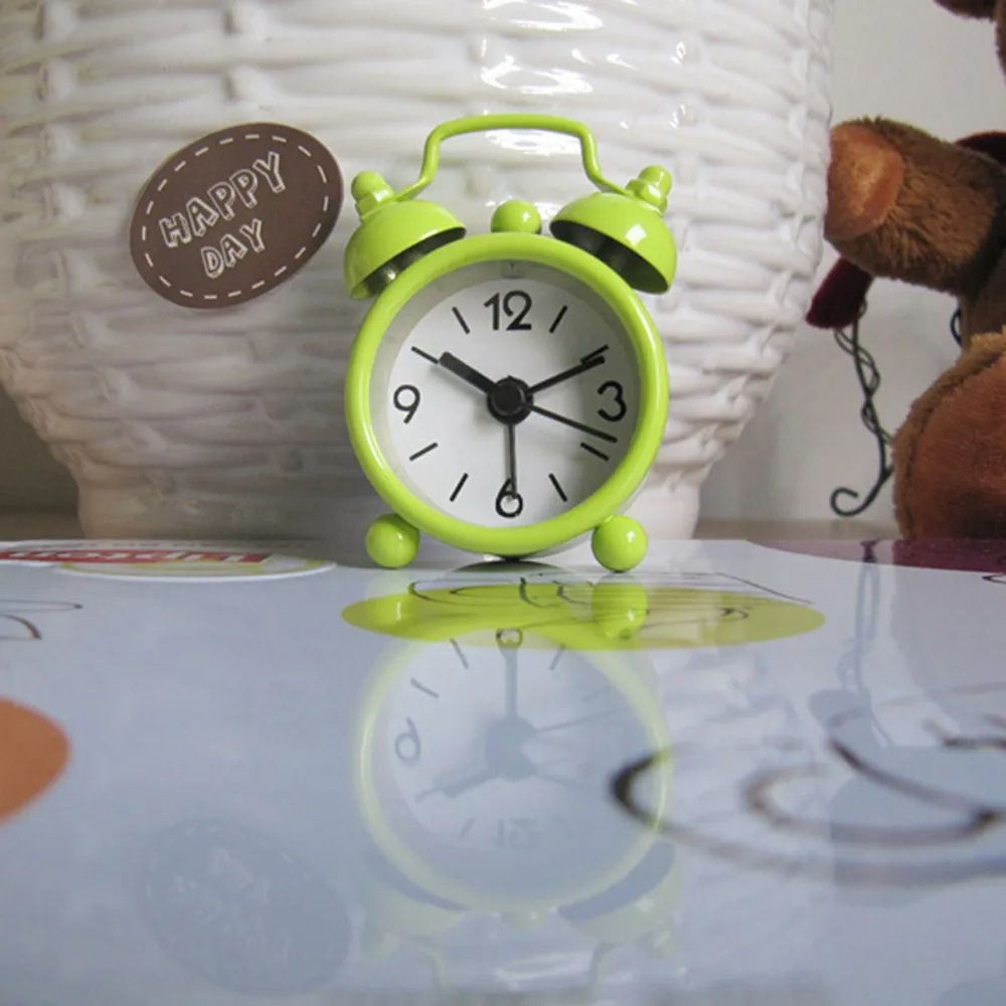 Retro Twin Bell Mini Alarm Clock  Portable Quartz Bedside Table Clock For Travel Office Bedroom  De 8