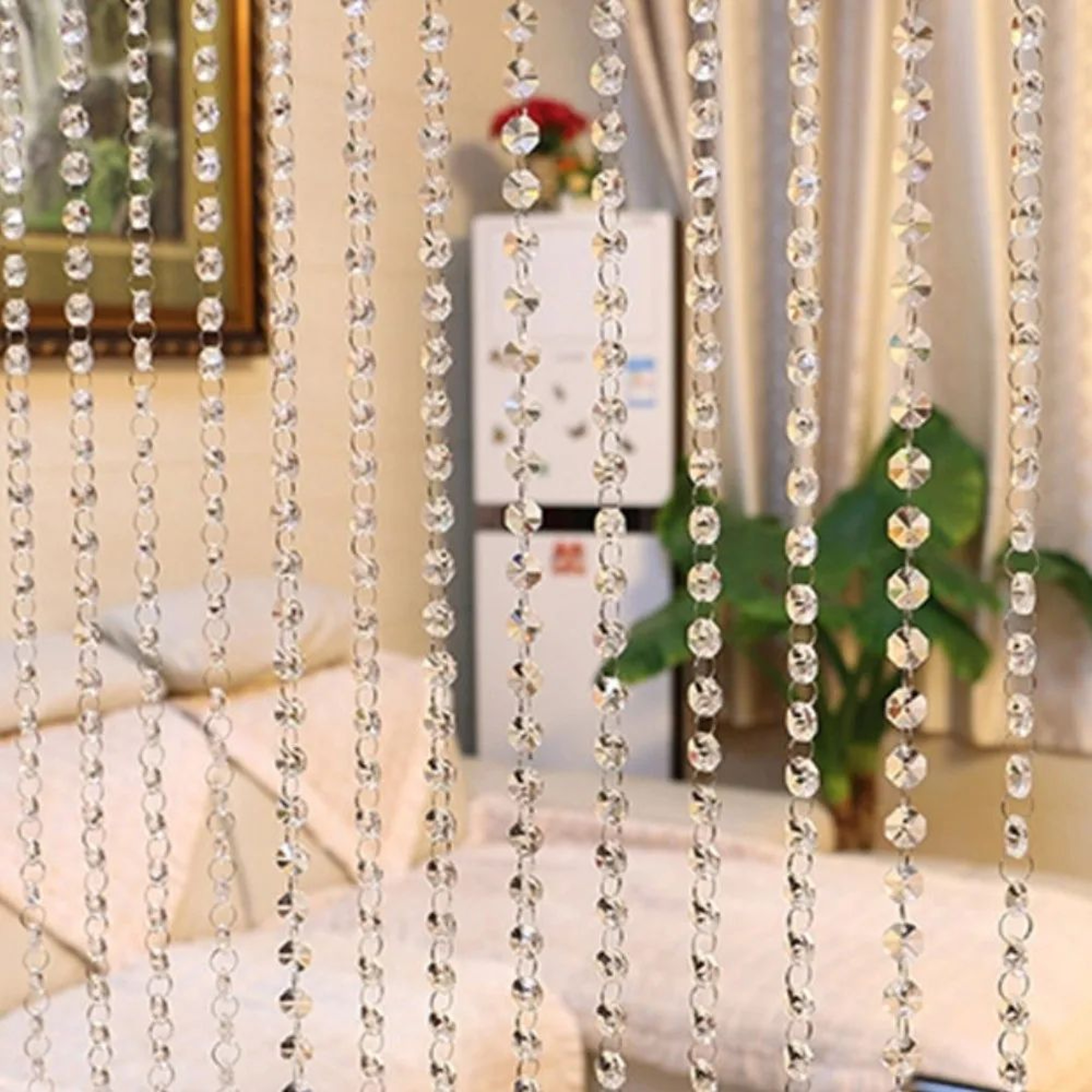 1M Luxury Crystal Beaded String Curtain  Glass Bead Door Curtain For Window Room Divider  Home Deco 8