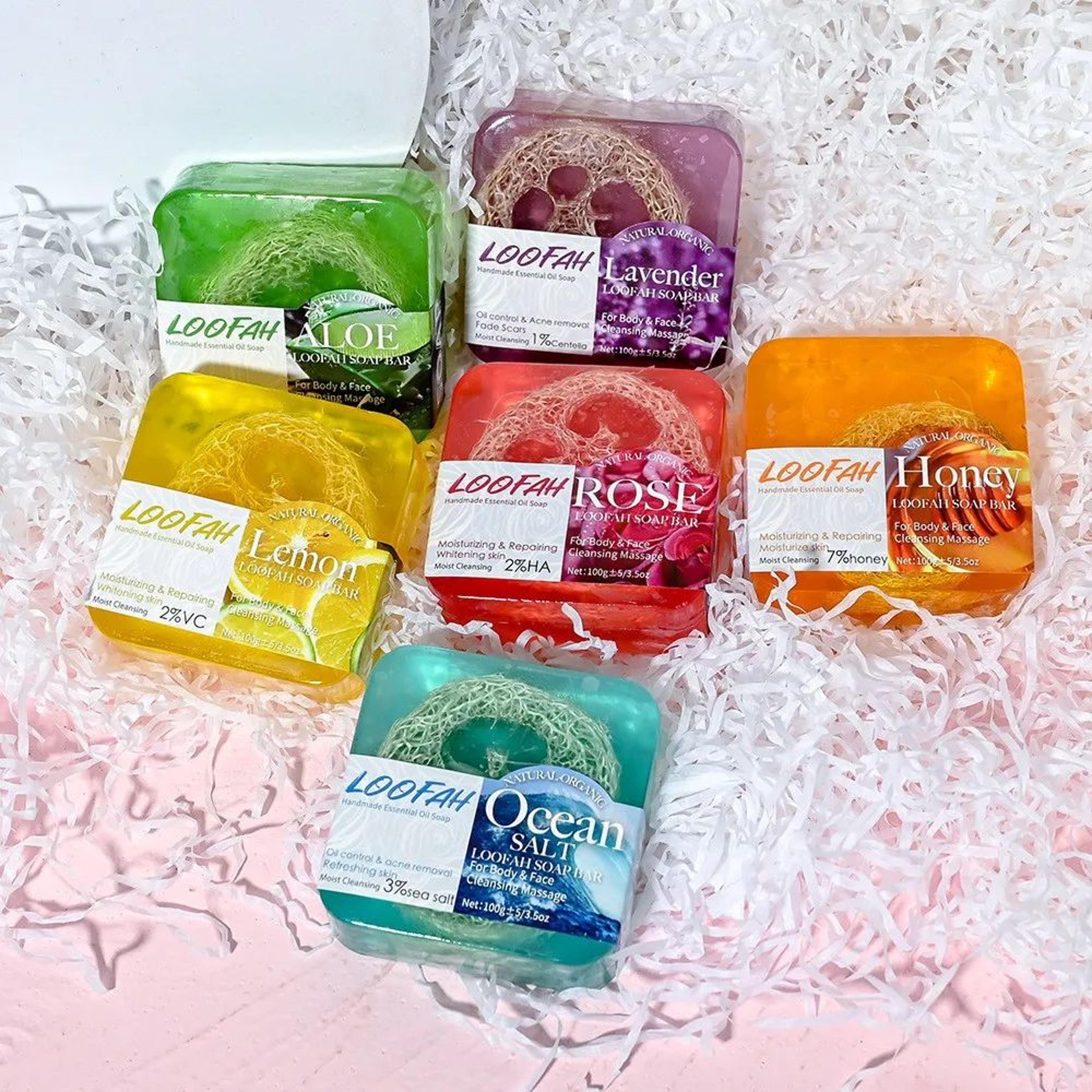 Handmade Kojic Acid Loofah Soap  100g Botanical Exfoliating Cleansing Bath Bar With Essential Oils  1