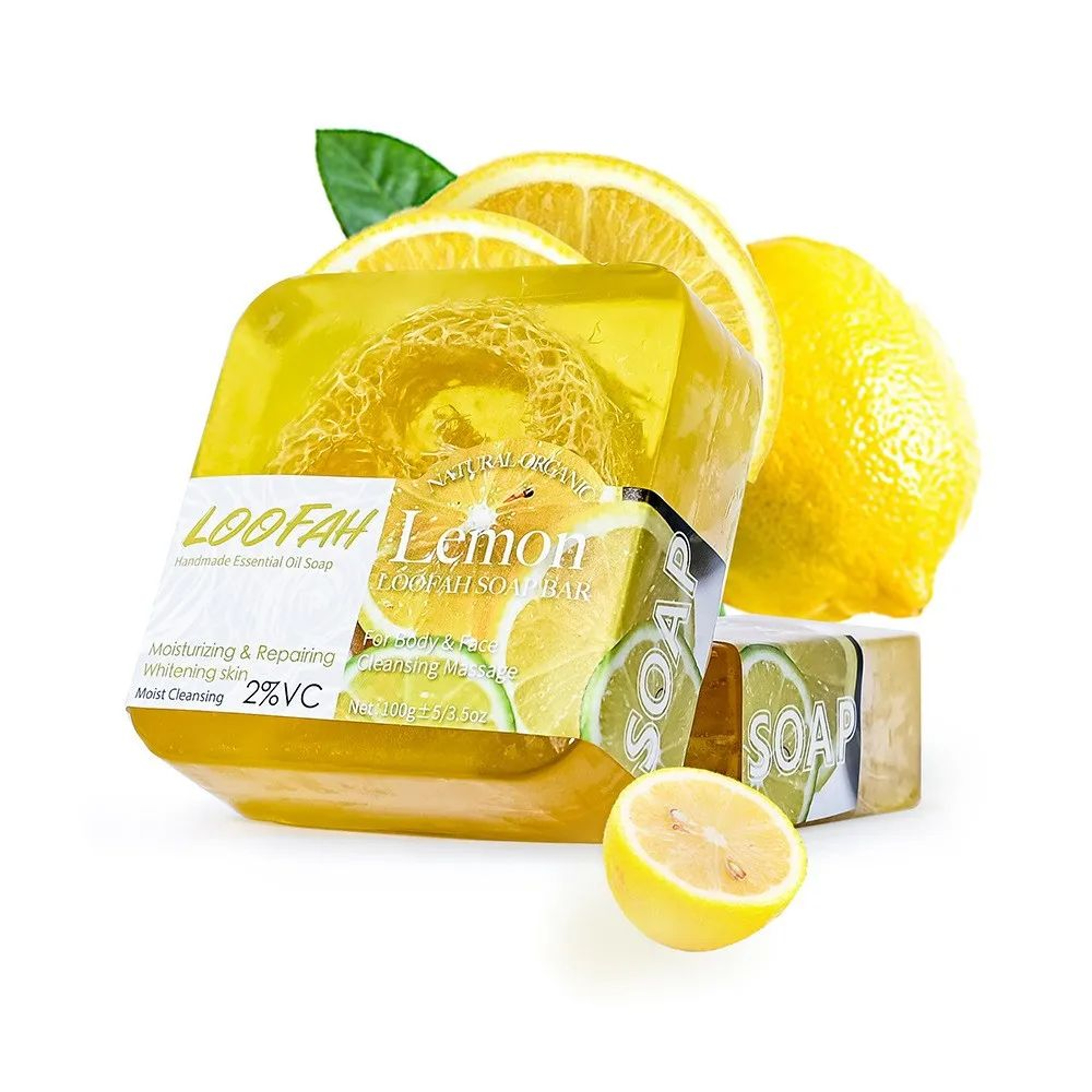 Handmade Kojic Acid Loofah Soap  100g Botanical Exfoliating Cleansing Bath Bar With Essential Oils  12