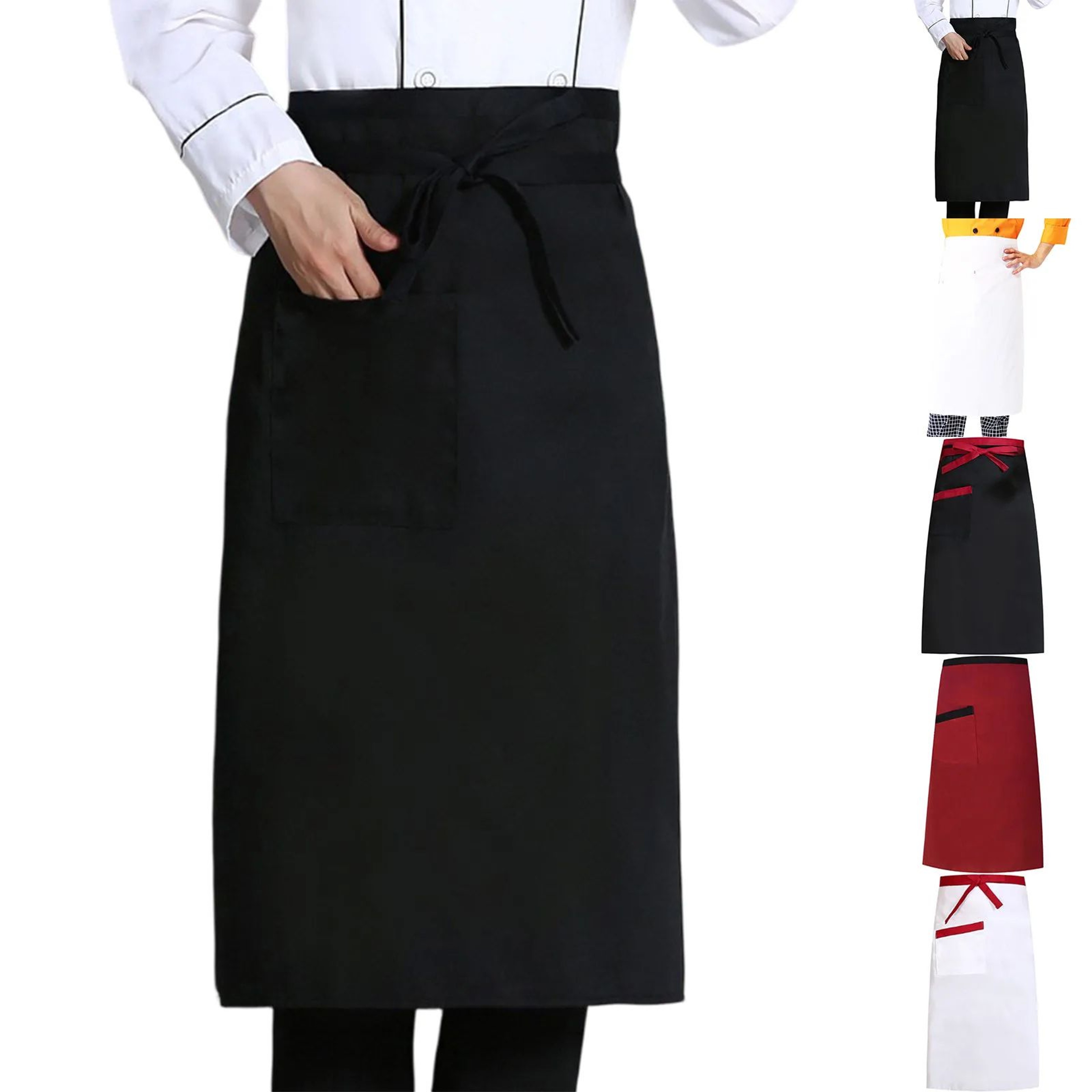 Striped Chef Half Apron  Adjustable Polyester Waist Apron With Pocket For Cooking Catering Restaura 0