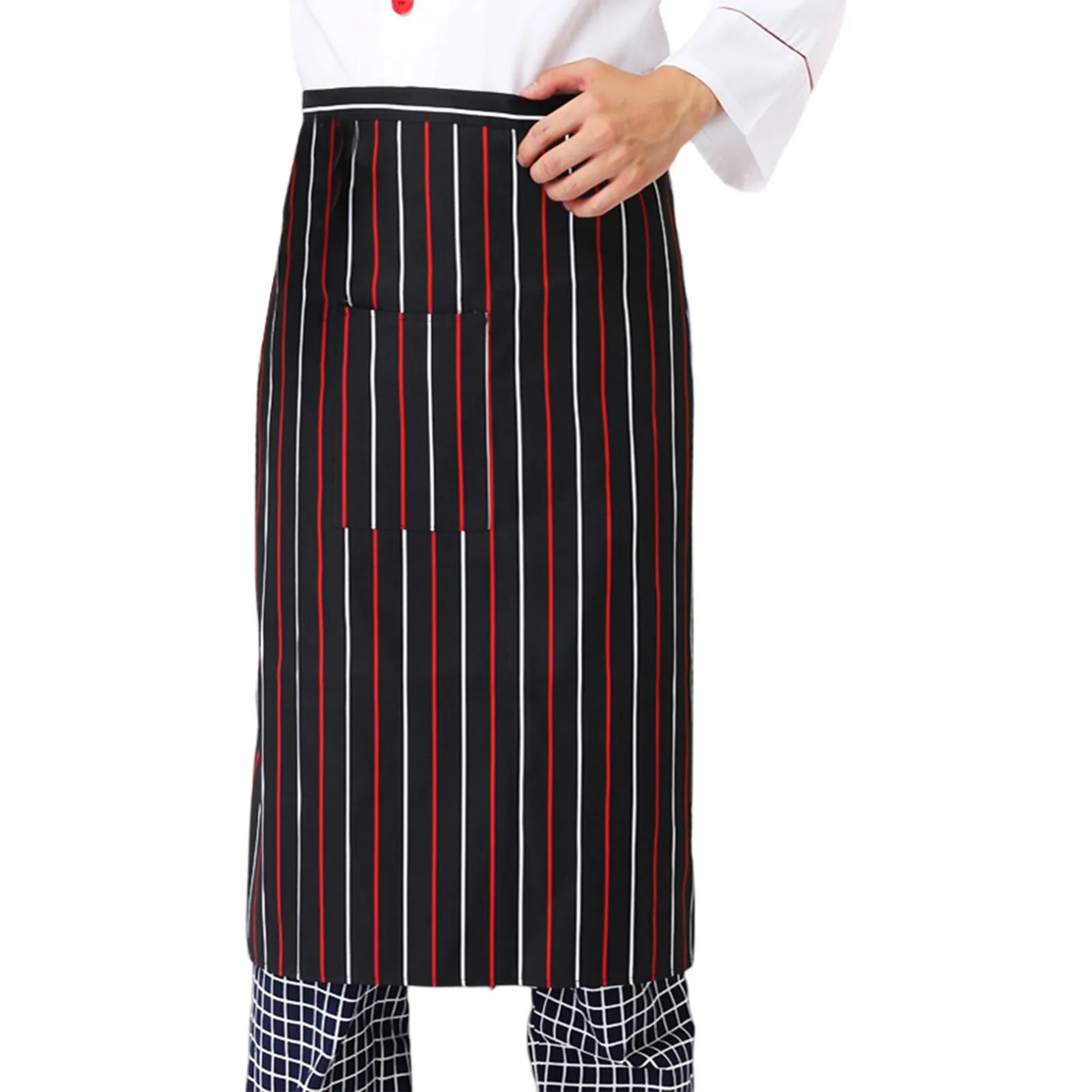 Striped Chef Half Apron  Adjustable Polyester Waist Apron With Pocket For Cooking Catering Restaura 15