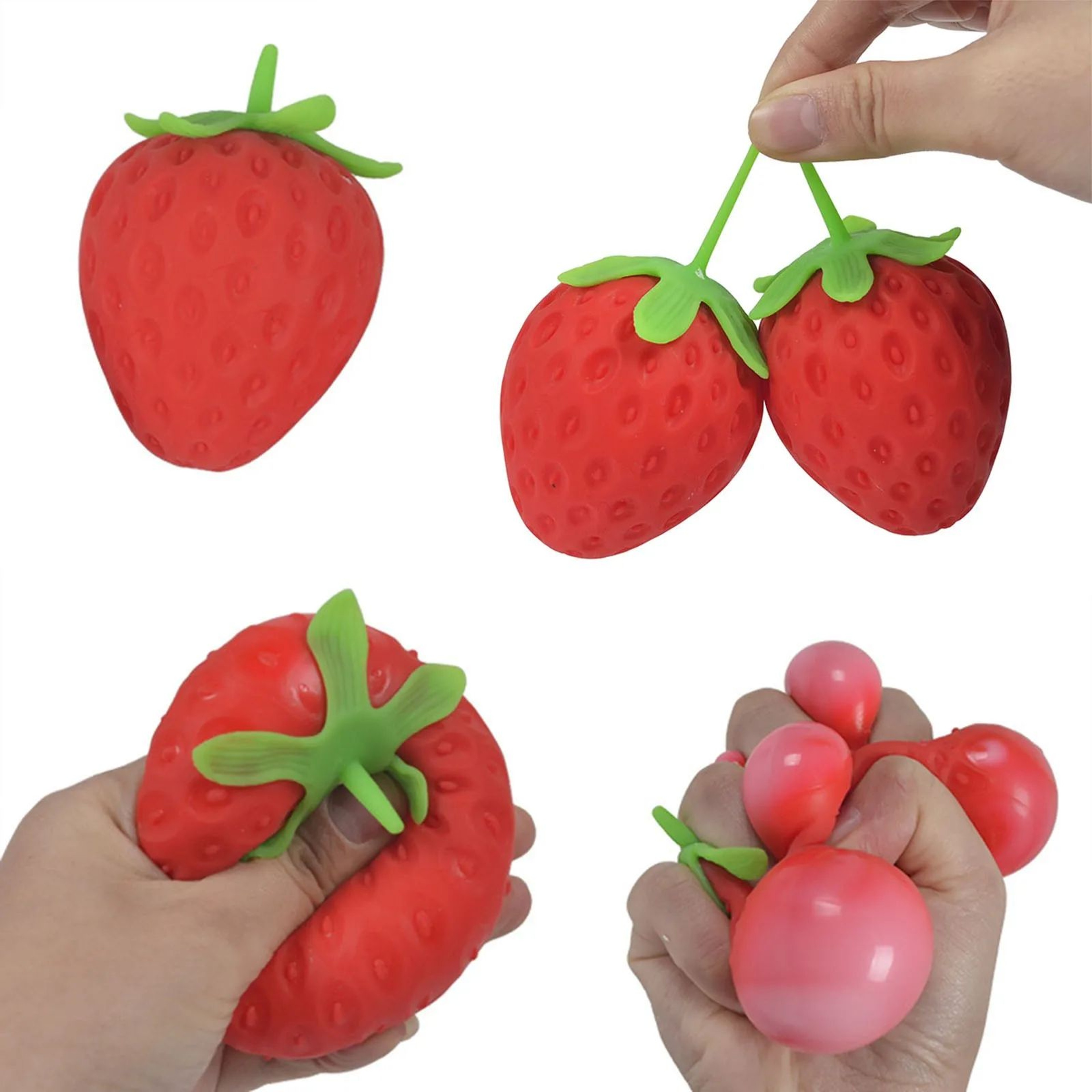 Strawberry Stress Relief Toy  Squeezable Simulation Fruit Decompression Ball For Sensory Play Focus 0
