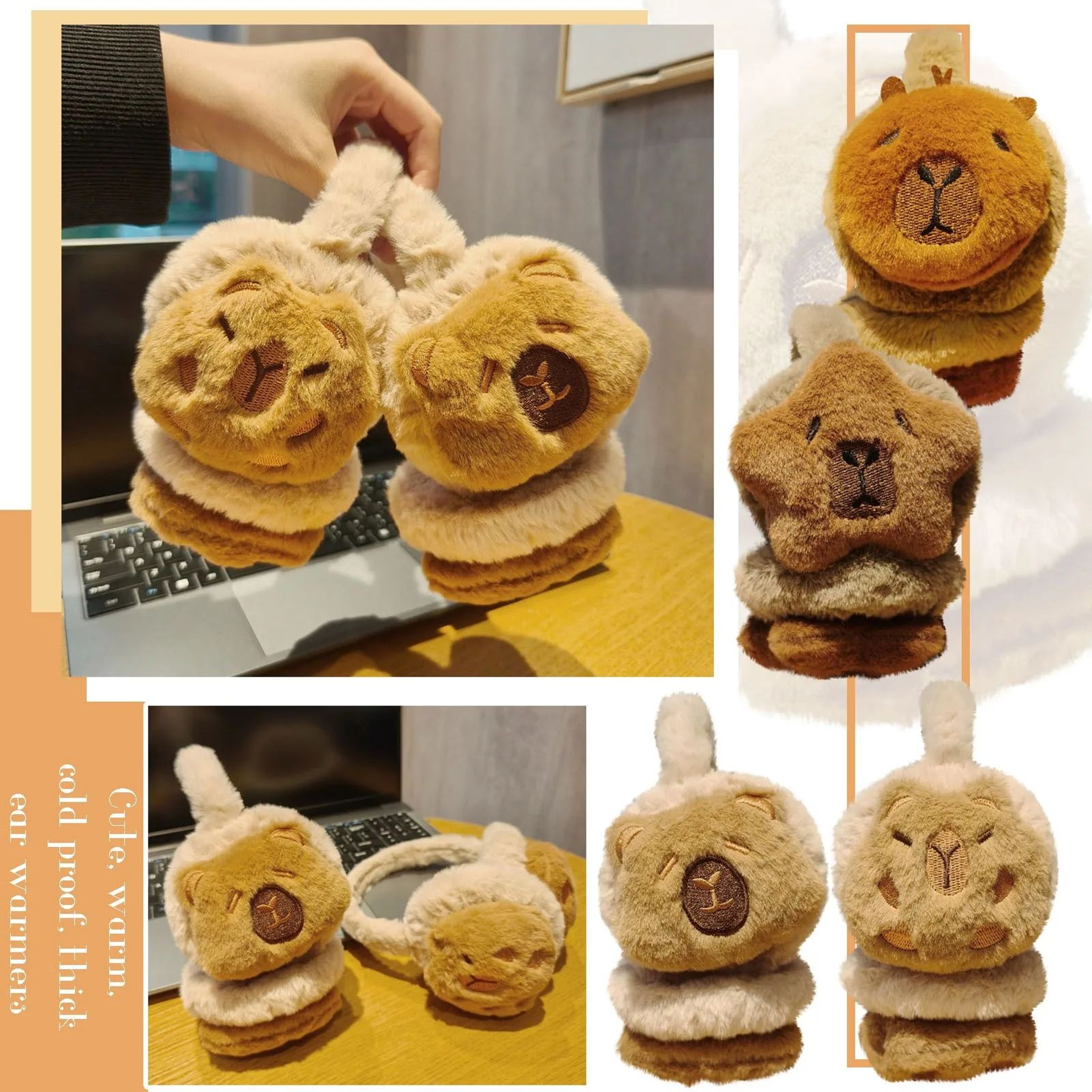 Cute Capybara Plush Earmuffs  Soft Windproof Winter Ear Warmers For Girls Women  Kids Cozy Cold Wea 0
