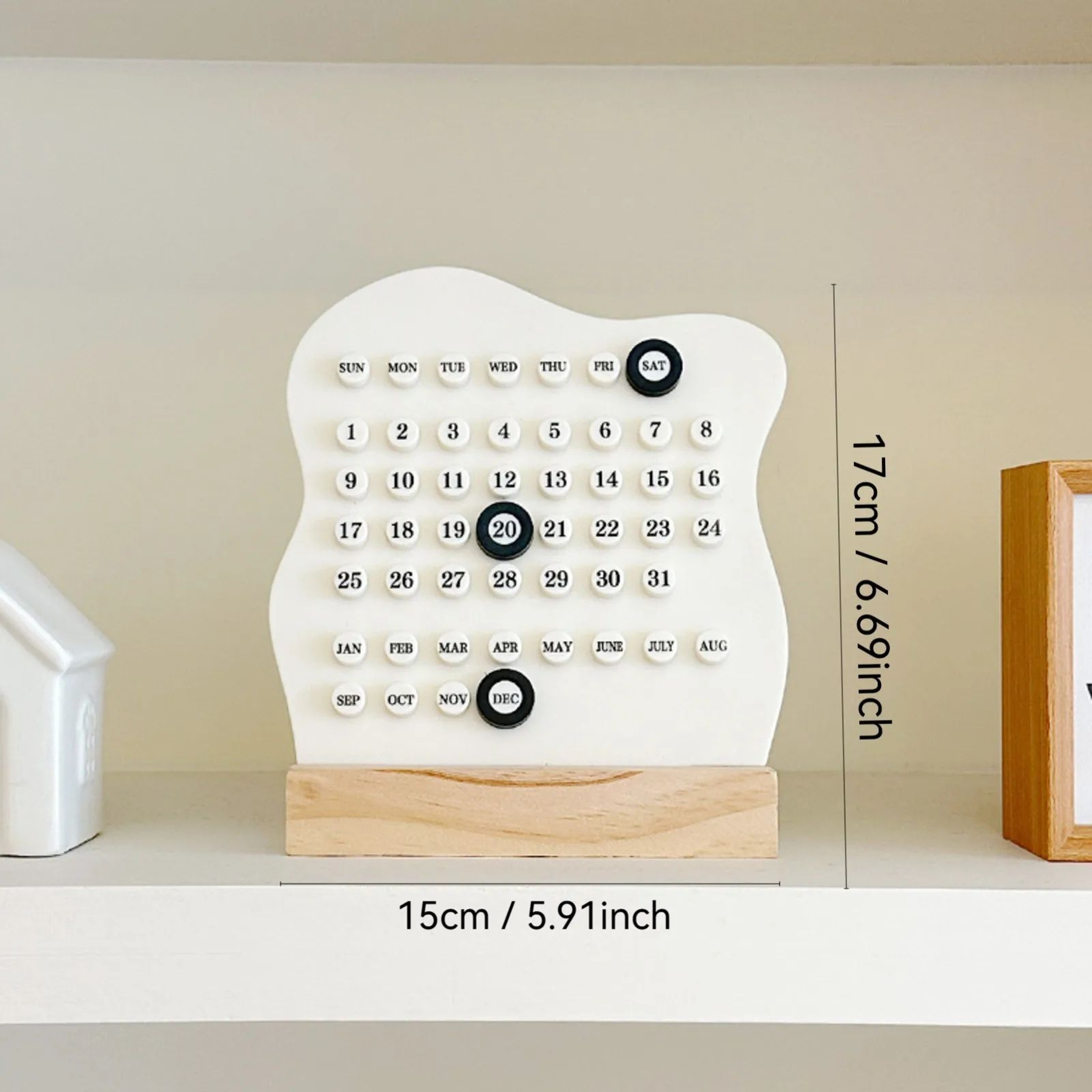Mini DIY Wooden Perpetual Calendar  Adjustable Month Date Week Display Montessori Desktop Calendar  3