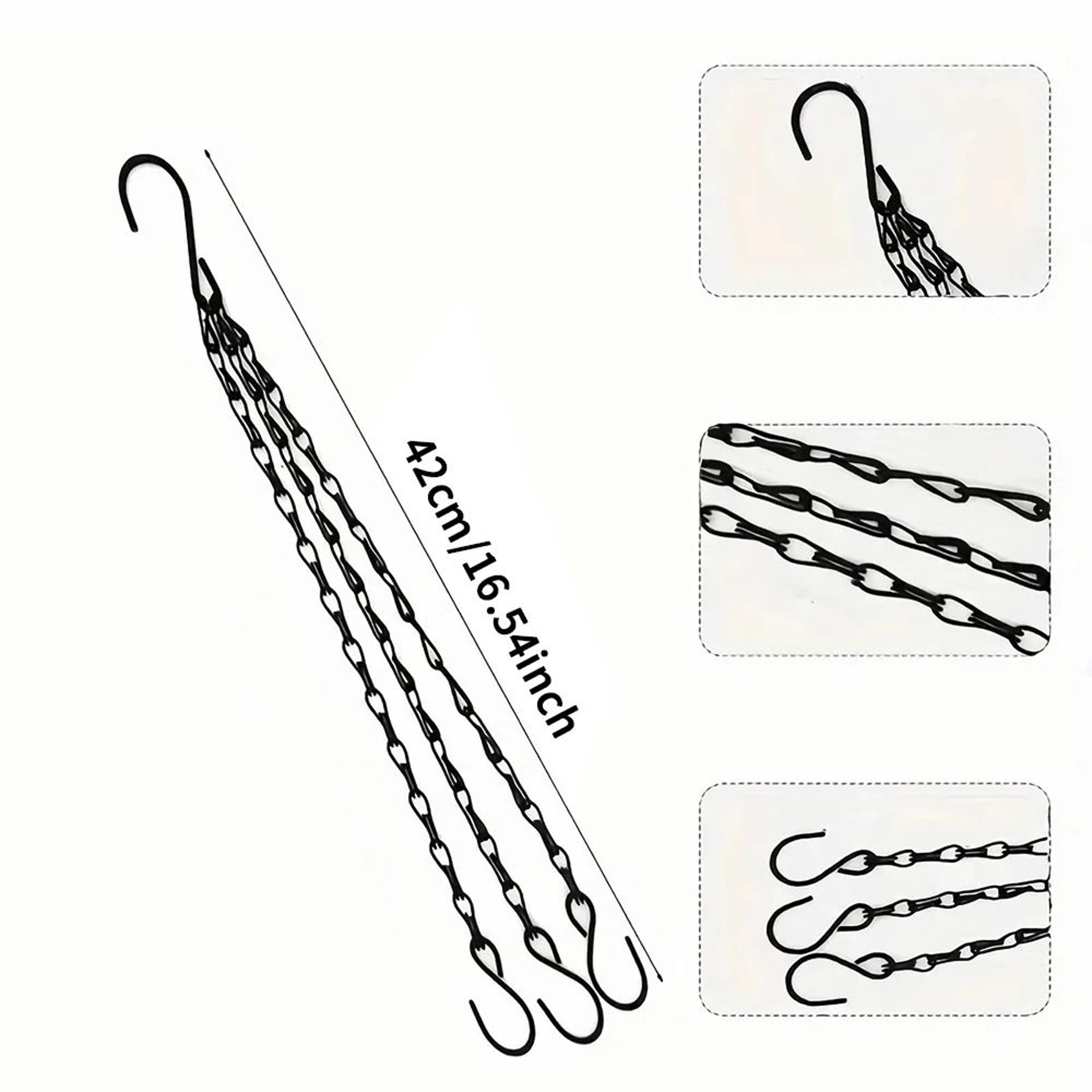 157 In Imitation Rattan Hanging Plant Basket  Metal Chain Flower Pot With 3 Hooks For Indoor Outdoo 2