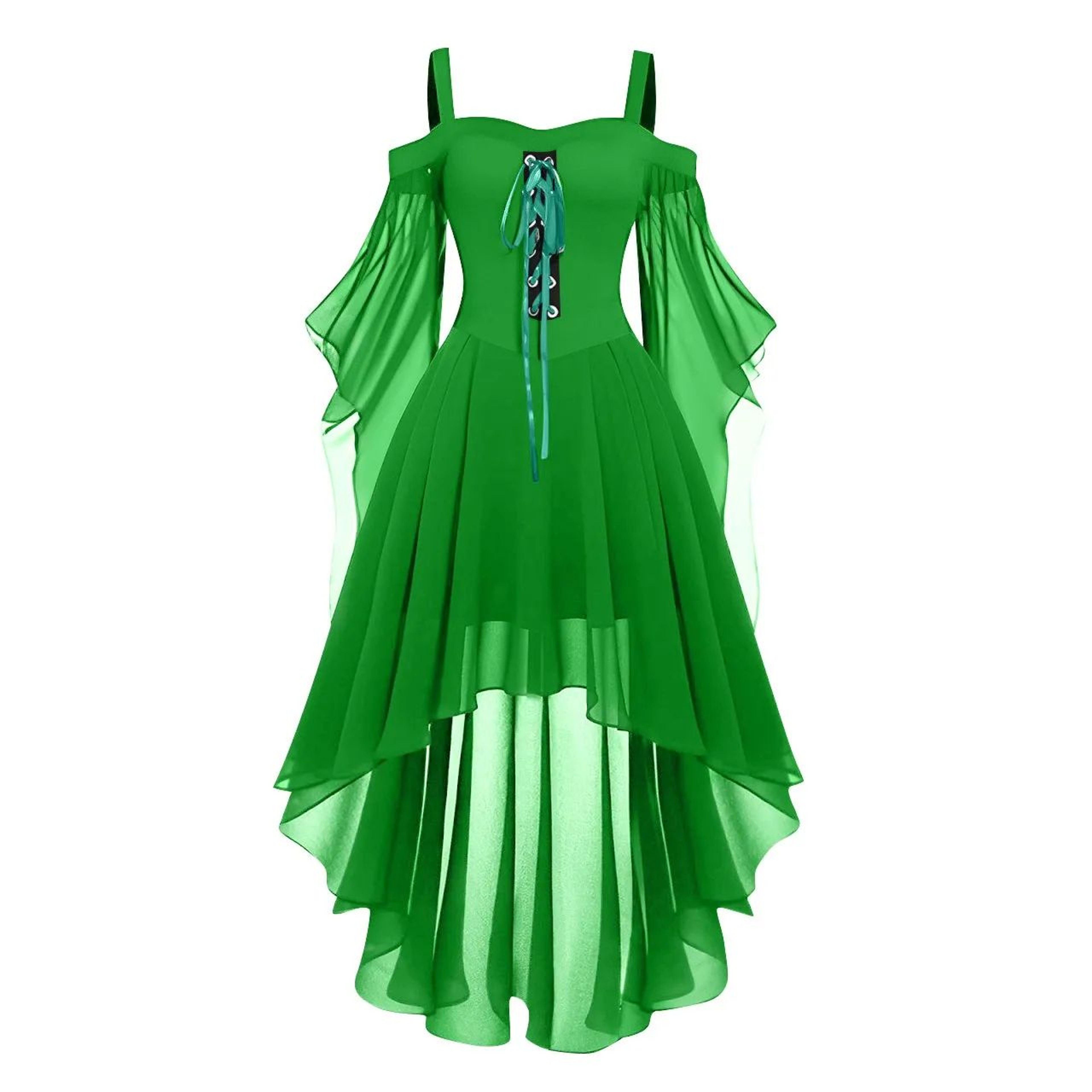 Womens Medieval Witch Dress  Plus Size Gothic Halloween Costume With Cold Shoulder Butterfly Sleeve 8
