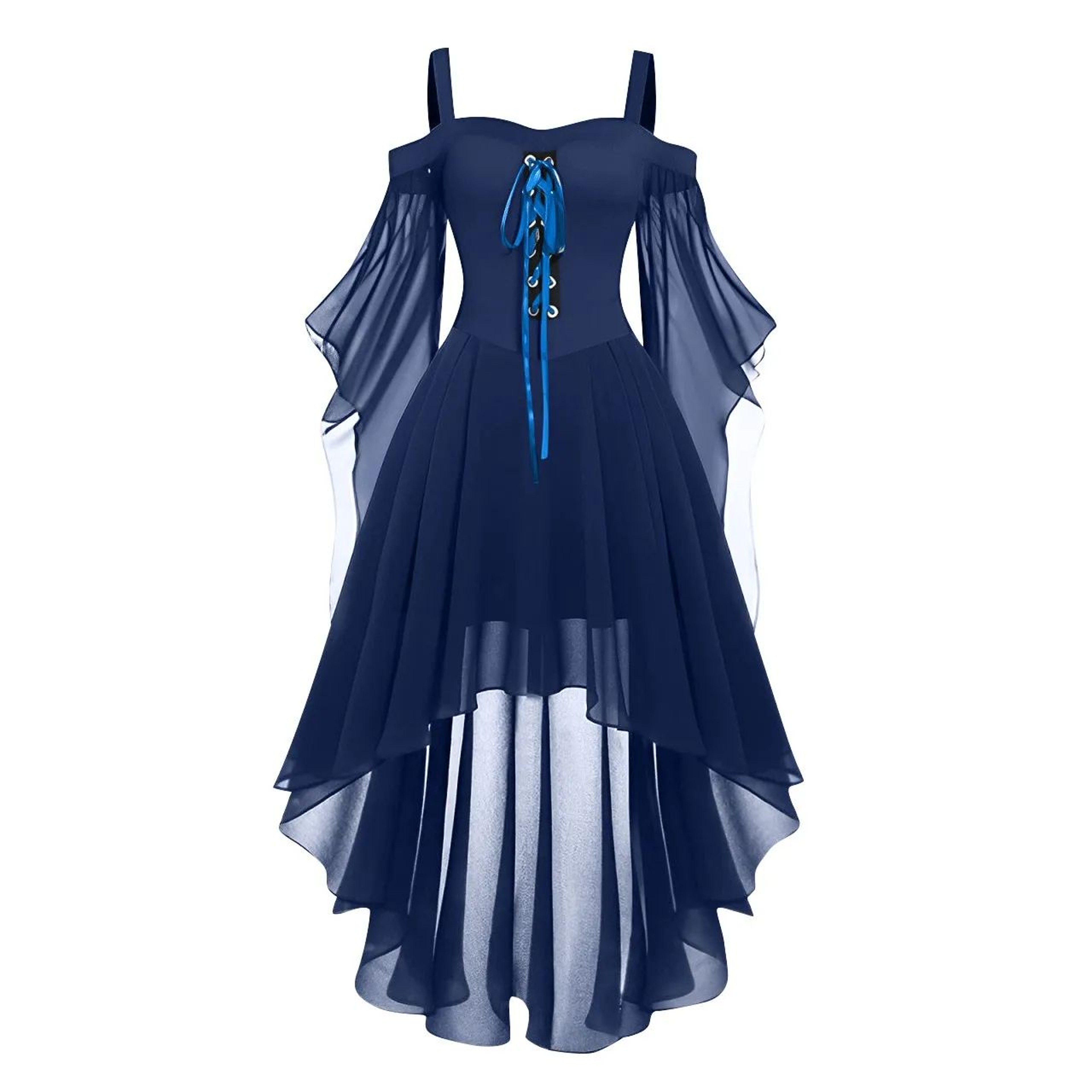 Womens Medieval Witch Dress  Plus Size Gothic Halloween Costume With Cold Shoulder Butterfly Sleeve 10
