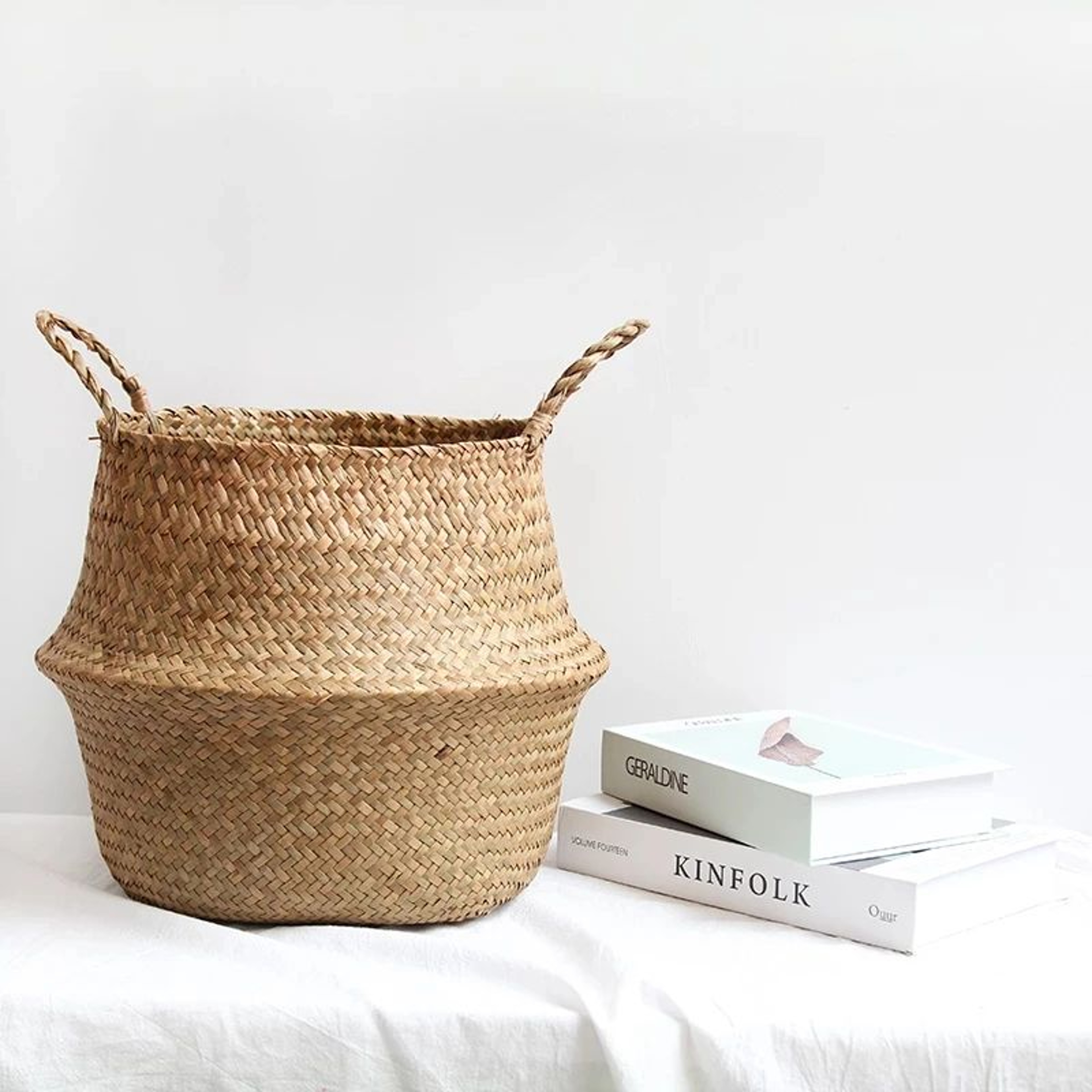 Seagrass Wicker Storage Basket  Woven Folding Plant Pot Cover Laundry Organizer  Home Garden Decora 4
