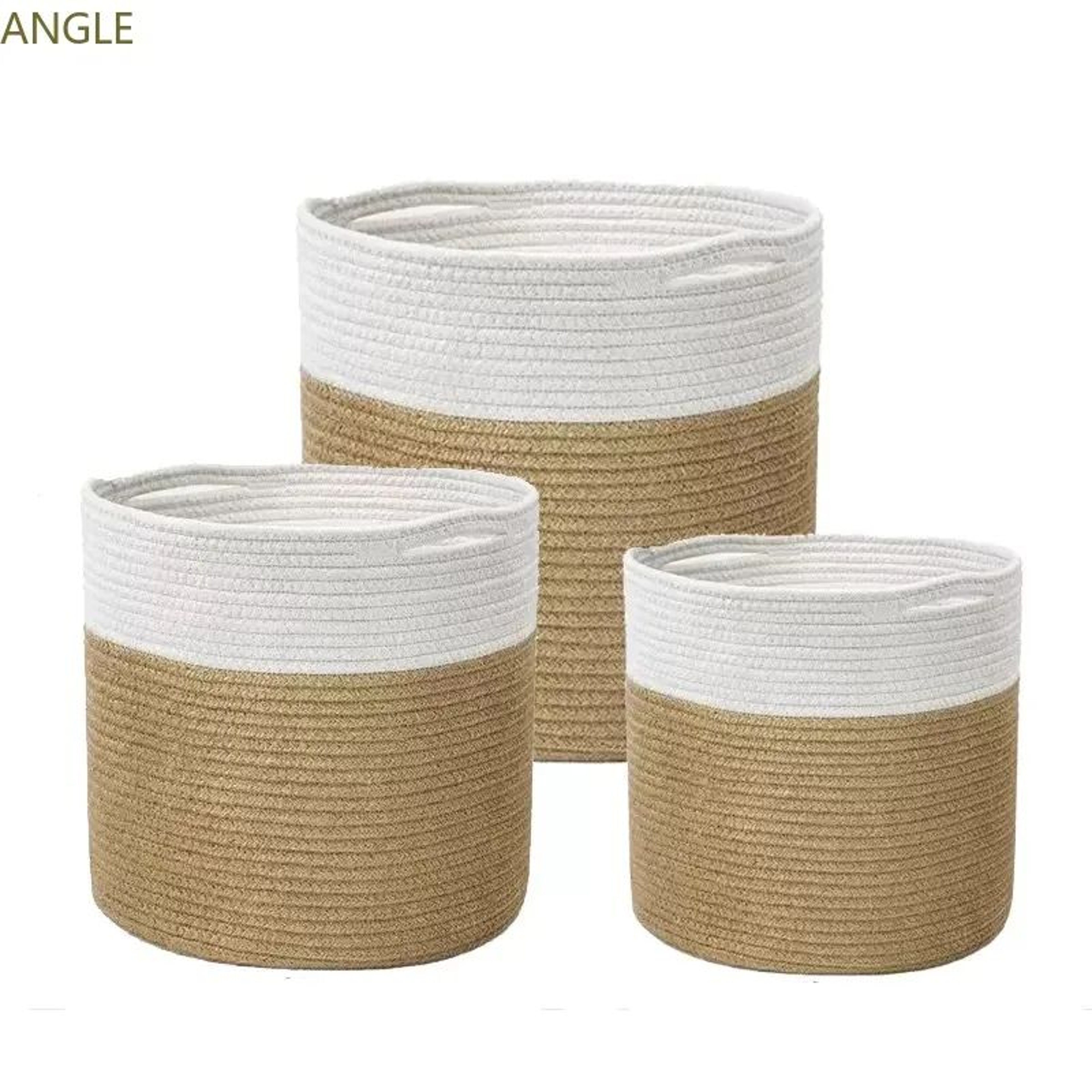 Cotton Rope Plant Basket – Natural Woven Boho Storage Bin with Handles for Indoor Planters, Laundry, Toys & Blankets – view 1