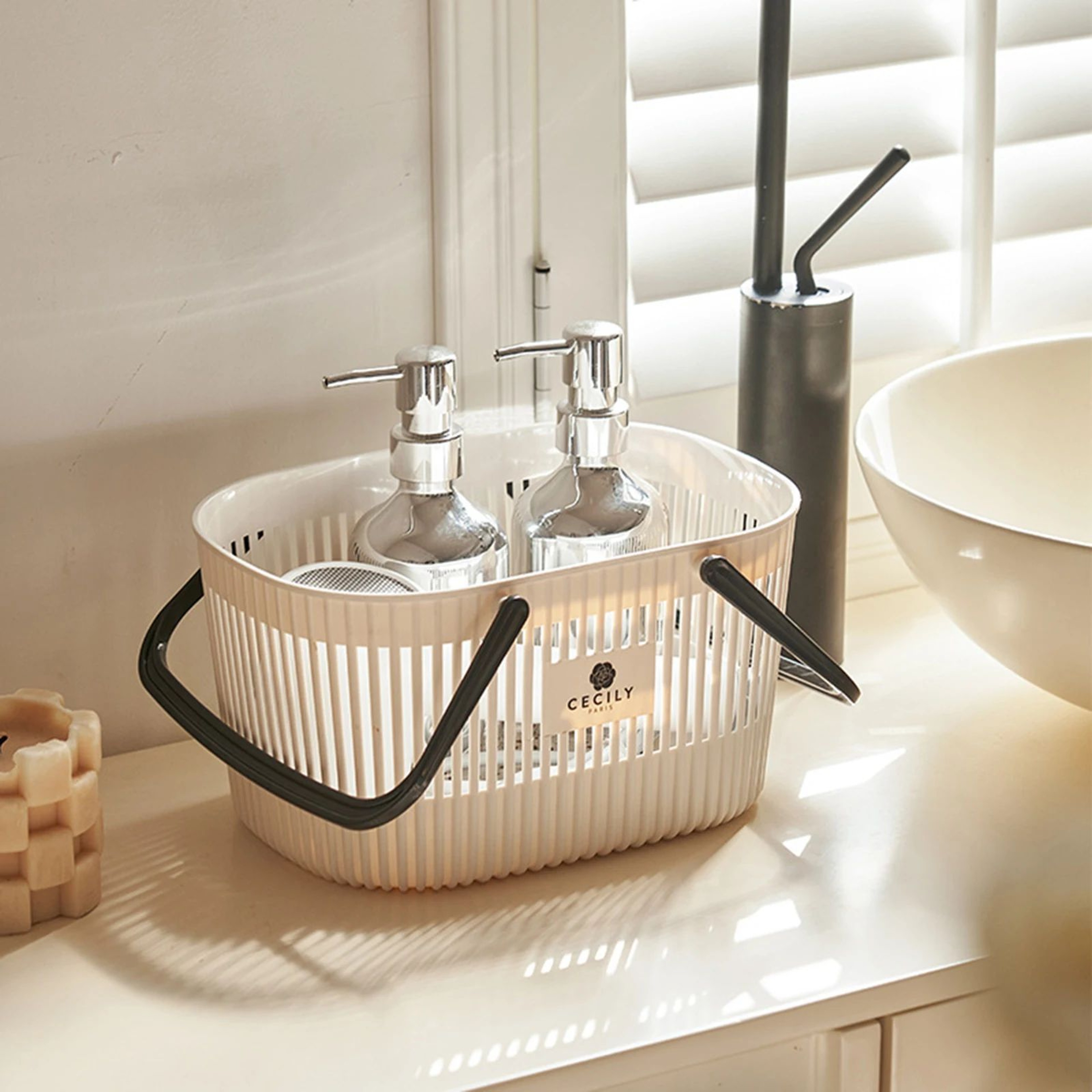 Stackable Plastic Organizer Basket  Portable Drainage Shower Caddy With Handles For Bathroom Toilet 1
