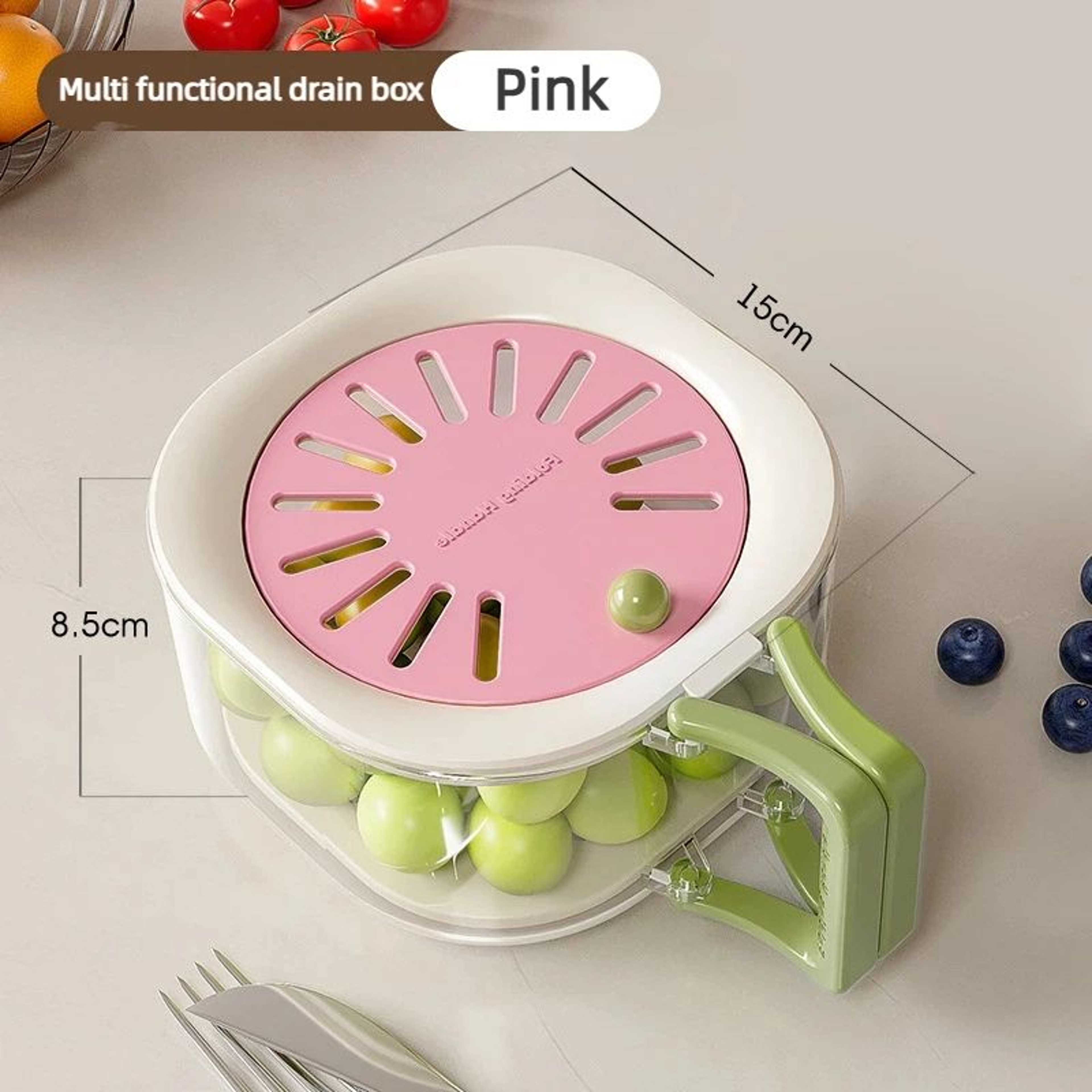 2in1 Vegetable Washing Basin  DoubleLayer Fruit  Veggie Strainer With Lid Drain Basket For Kitchen  8