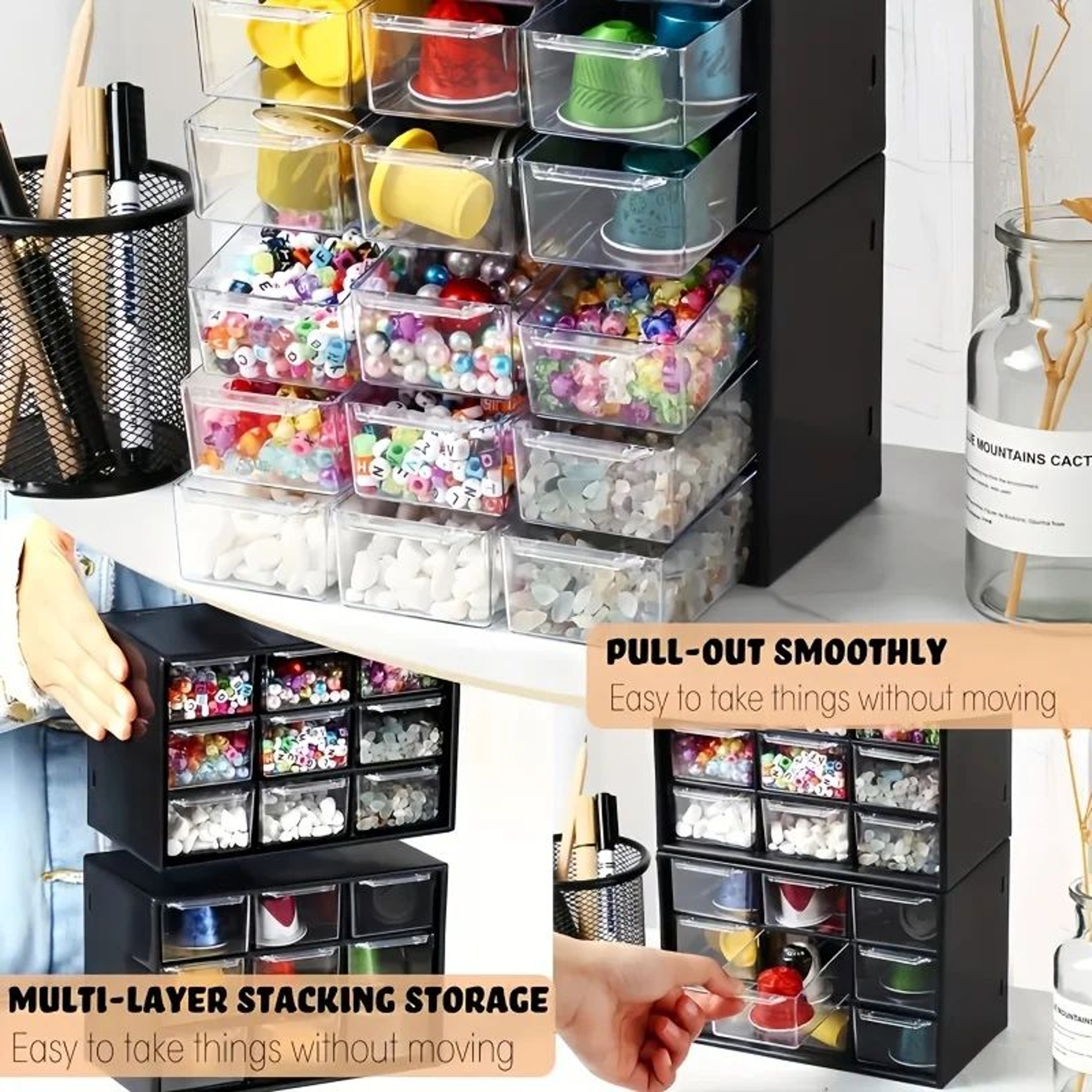 Dustproof MultiGrid Desktop Organizer  Portable Plastic Drawer Storage Box For Jewelry Cosmetics  D 2