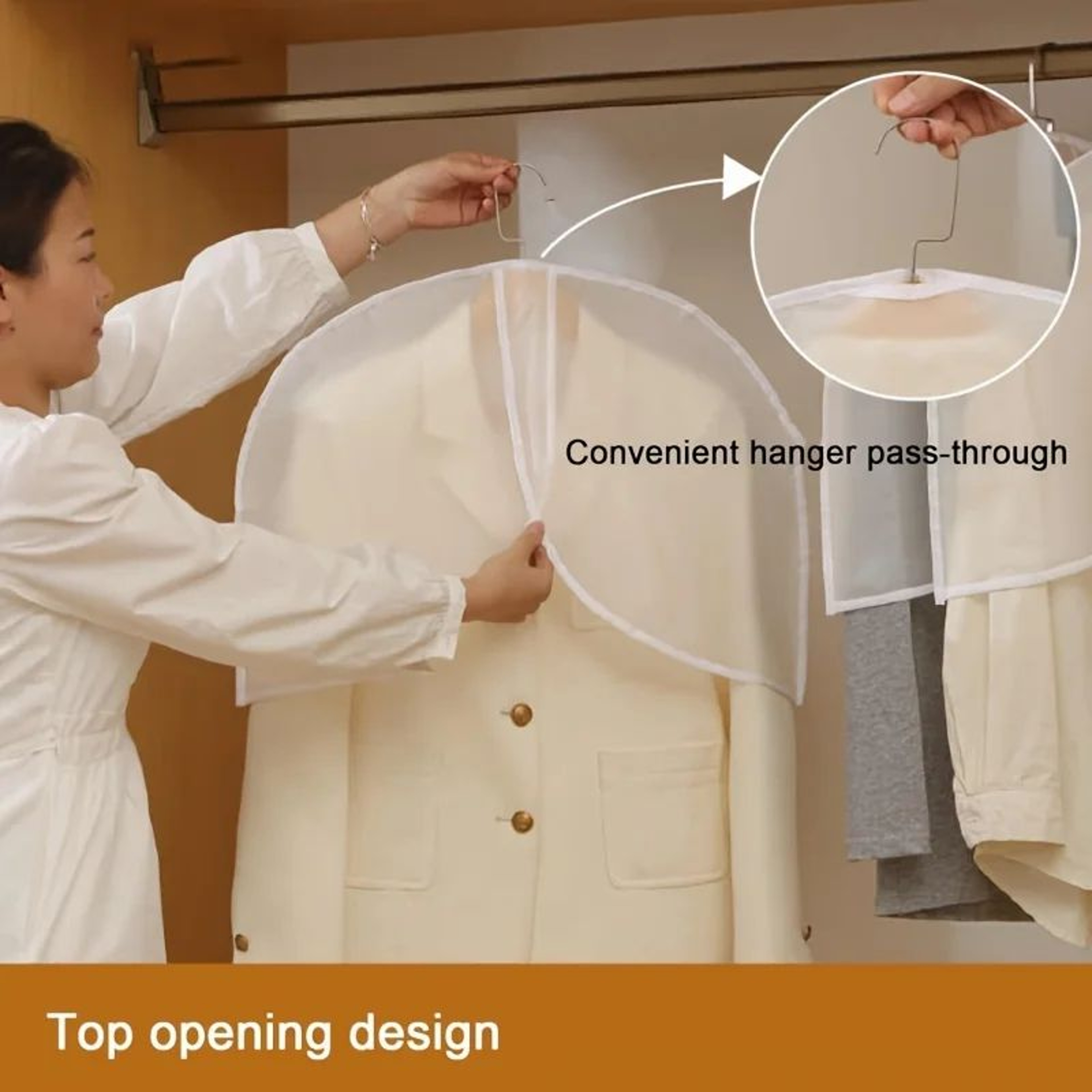 White Translucent Garment Covers  Breathable Dustproof Shoulder Protectors For Suits Coats Jackets  5