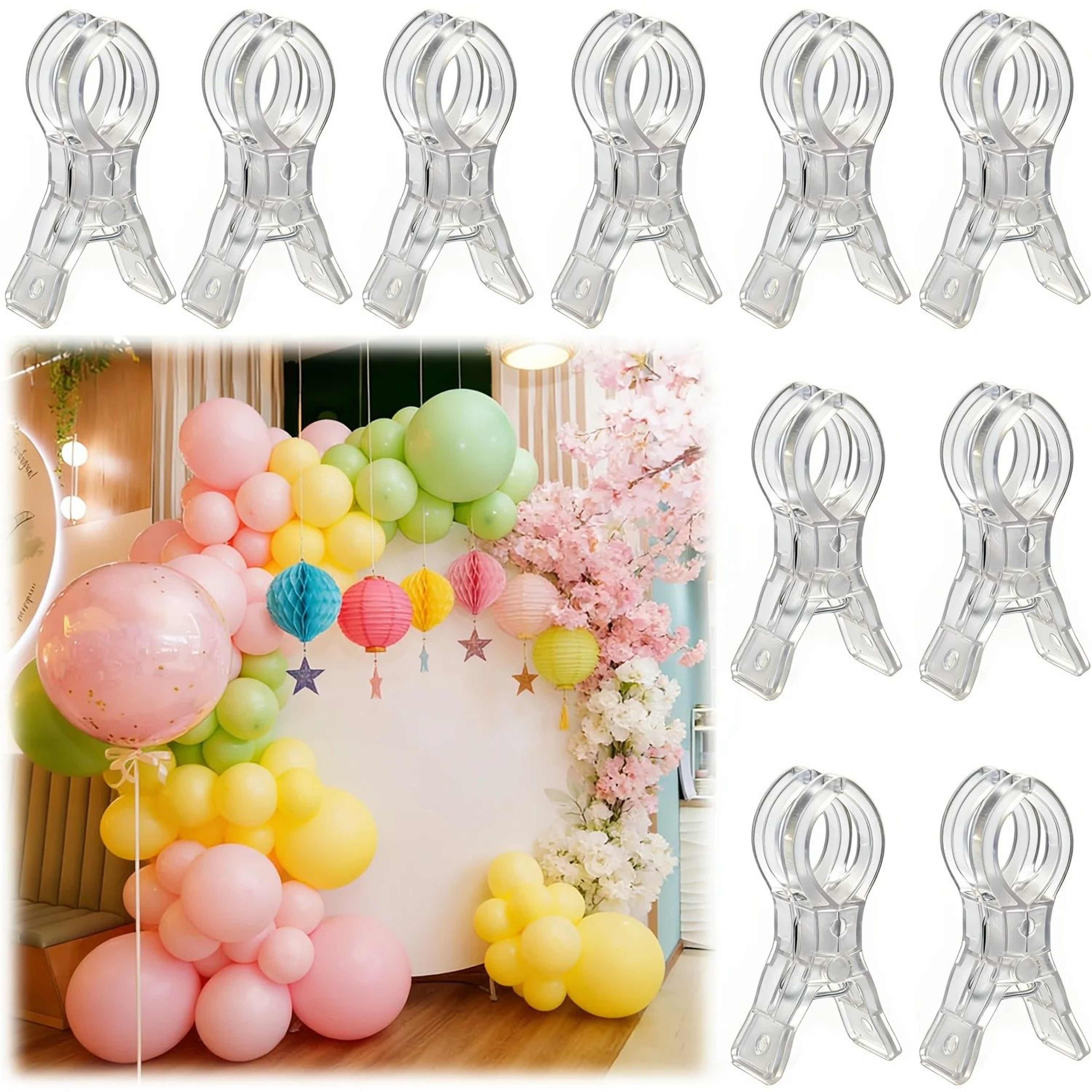 10pcs 35 In Heavy Duty Spring Clamps  Transparent Plastic Multipurpose Clips For Balloon Arch Backd 2