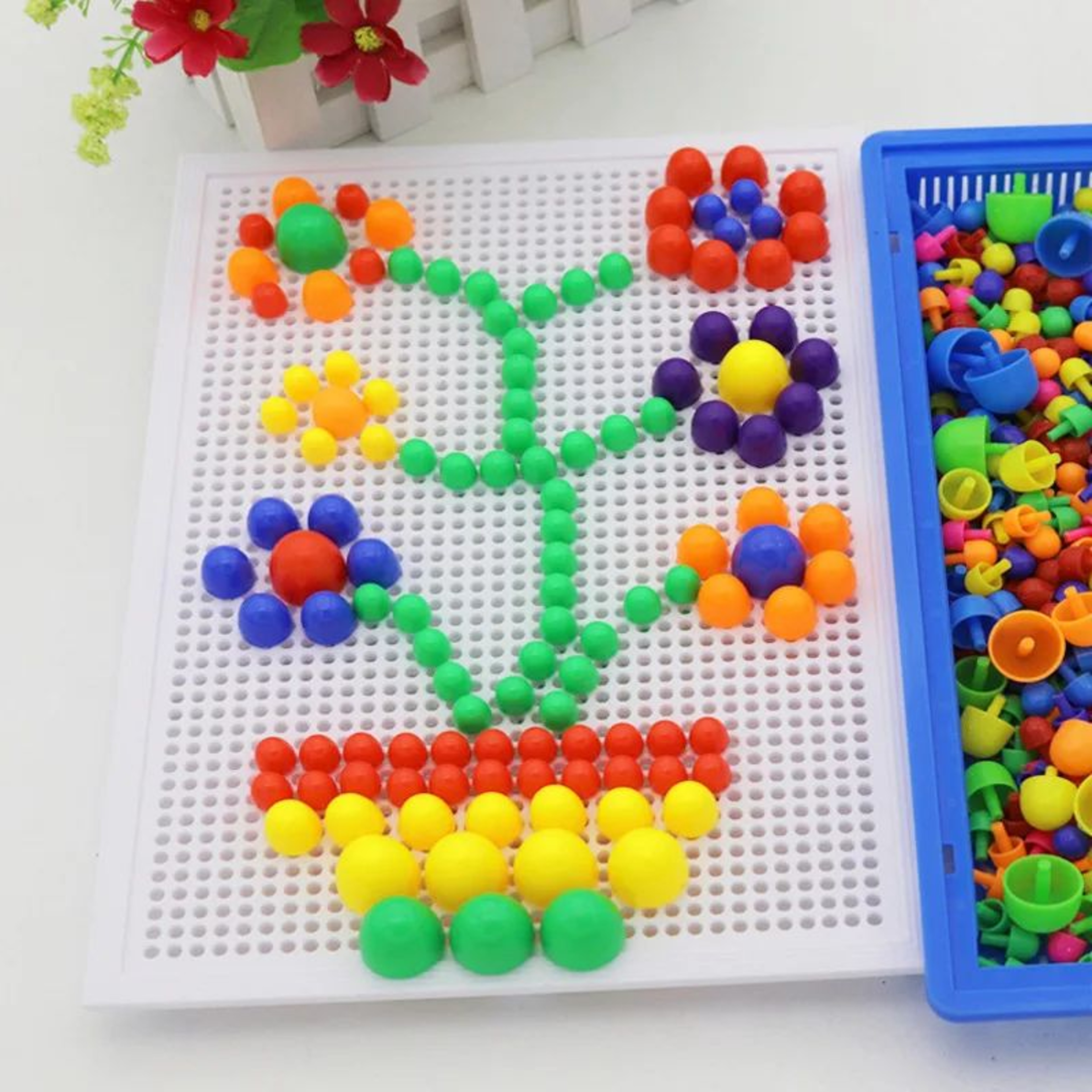 Mushroom Nail Building Blocks  3D Puzzle Peg Board Color Matching Educational STEM Toy For Kids Lea 0