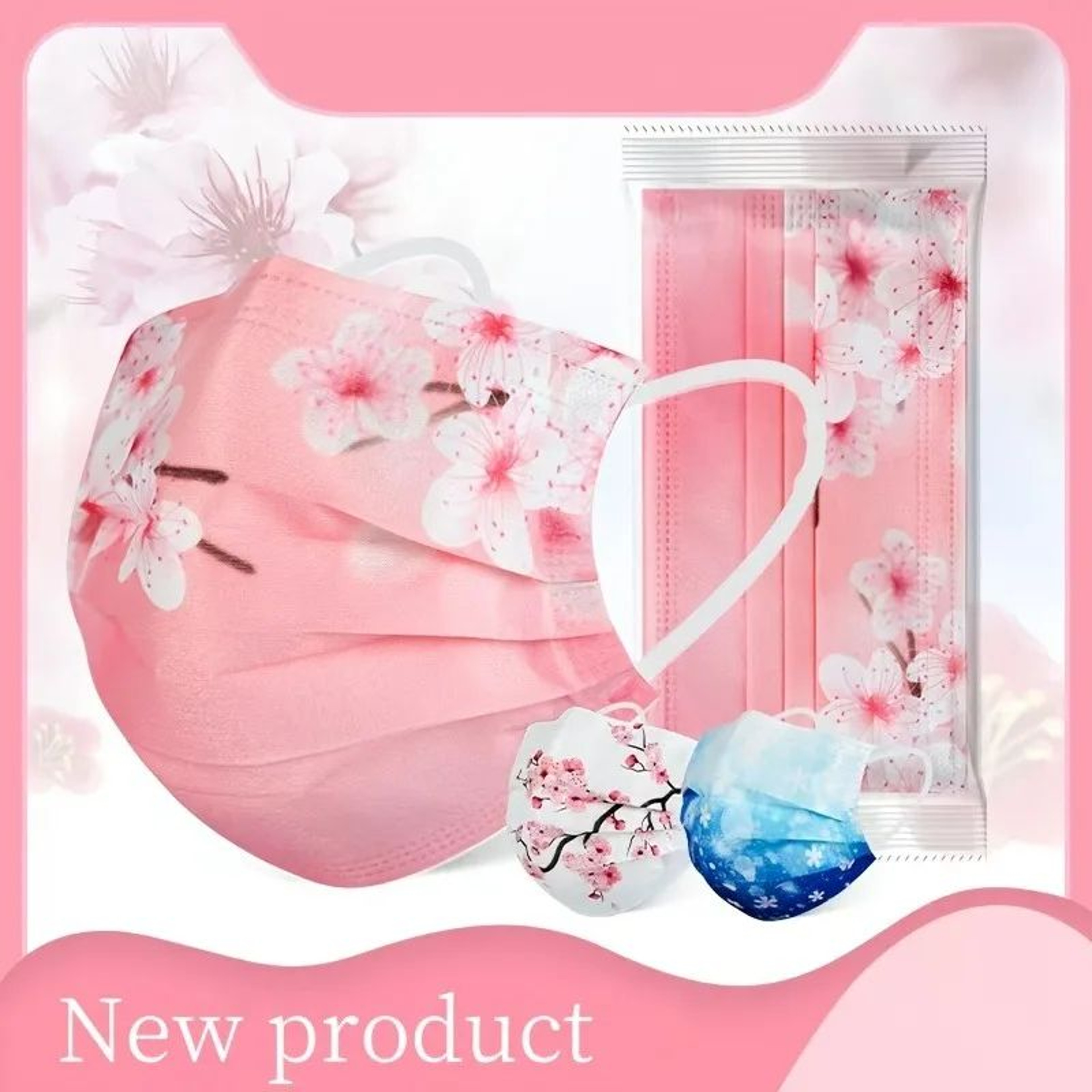 10pcs Floral  Starry Sky Face Masks  3Layer Breathable Polyester Face Coverings With Elastic Ear Lo 3