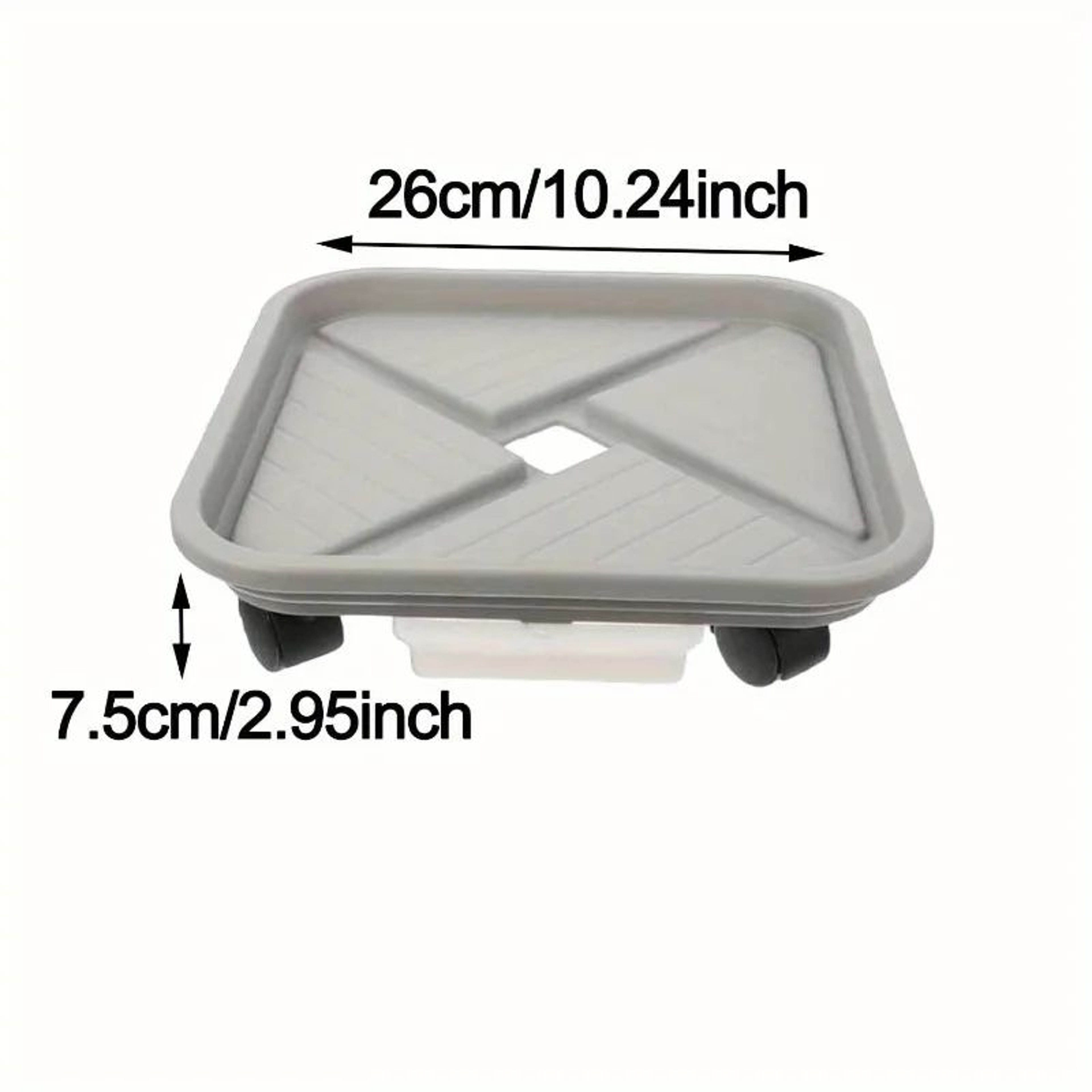 4Wheel Rolling Plant Caddy  Square Plastic Flower Pot Mover With Drainage Tray For Indoor  Outdoor  7
