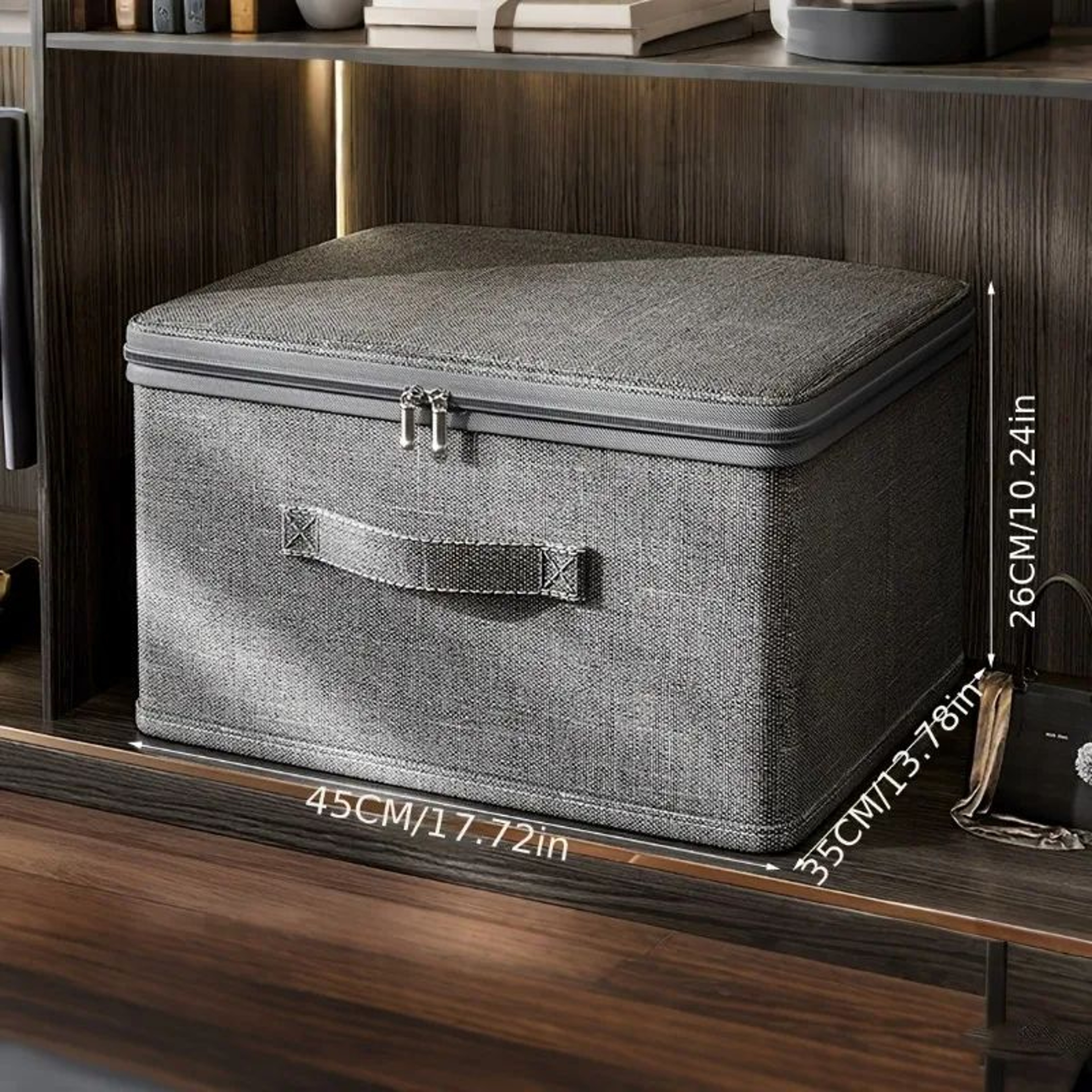 Stackable Fabric Storage Boxes  Foldable Polyester Organizer Bins With Lids  Handles For Clothes Cl 9