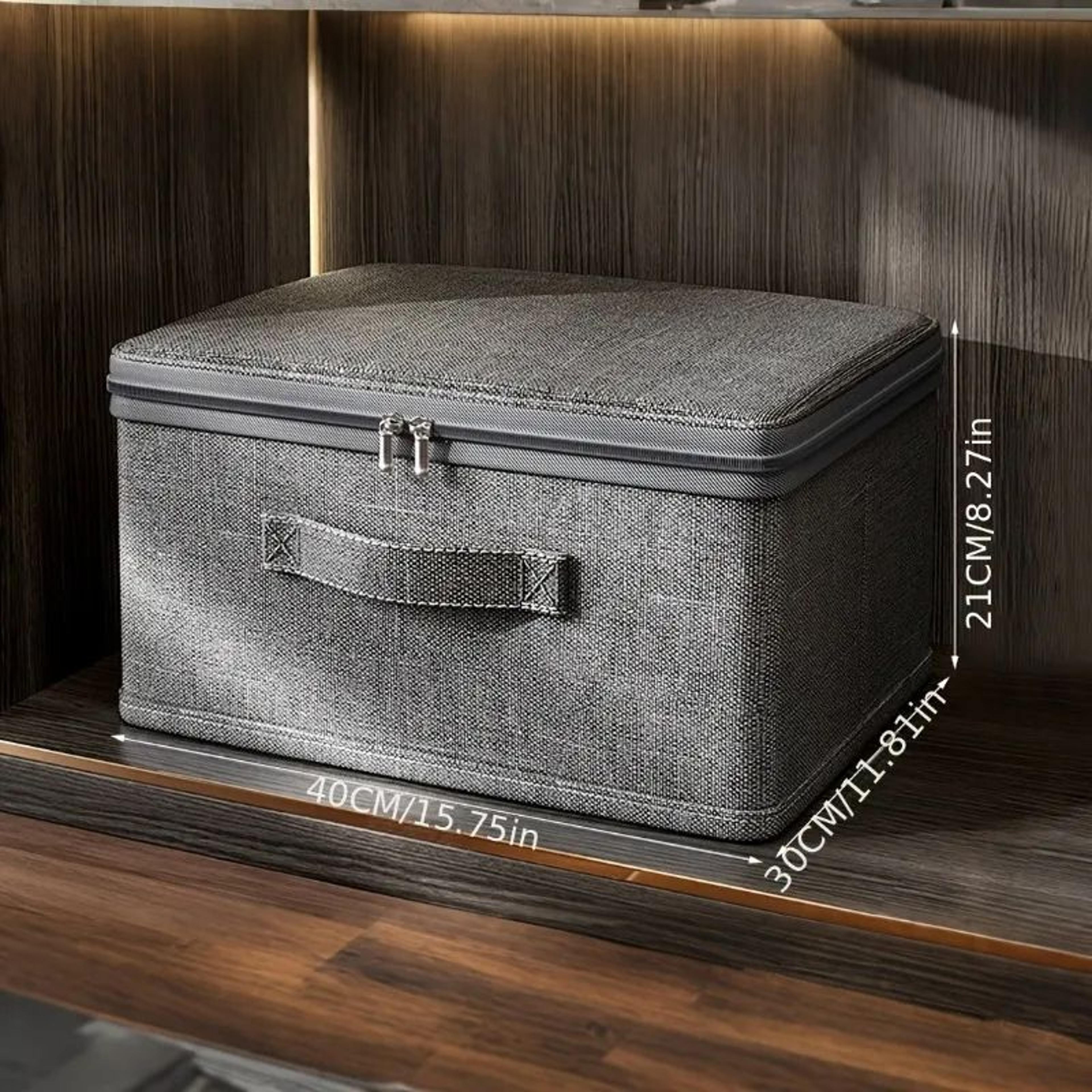 Stackable Fabric Storage Boxes  Foldable Polyester Organizer Bins With Lids  Handles For Clothes Cl 8