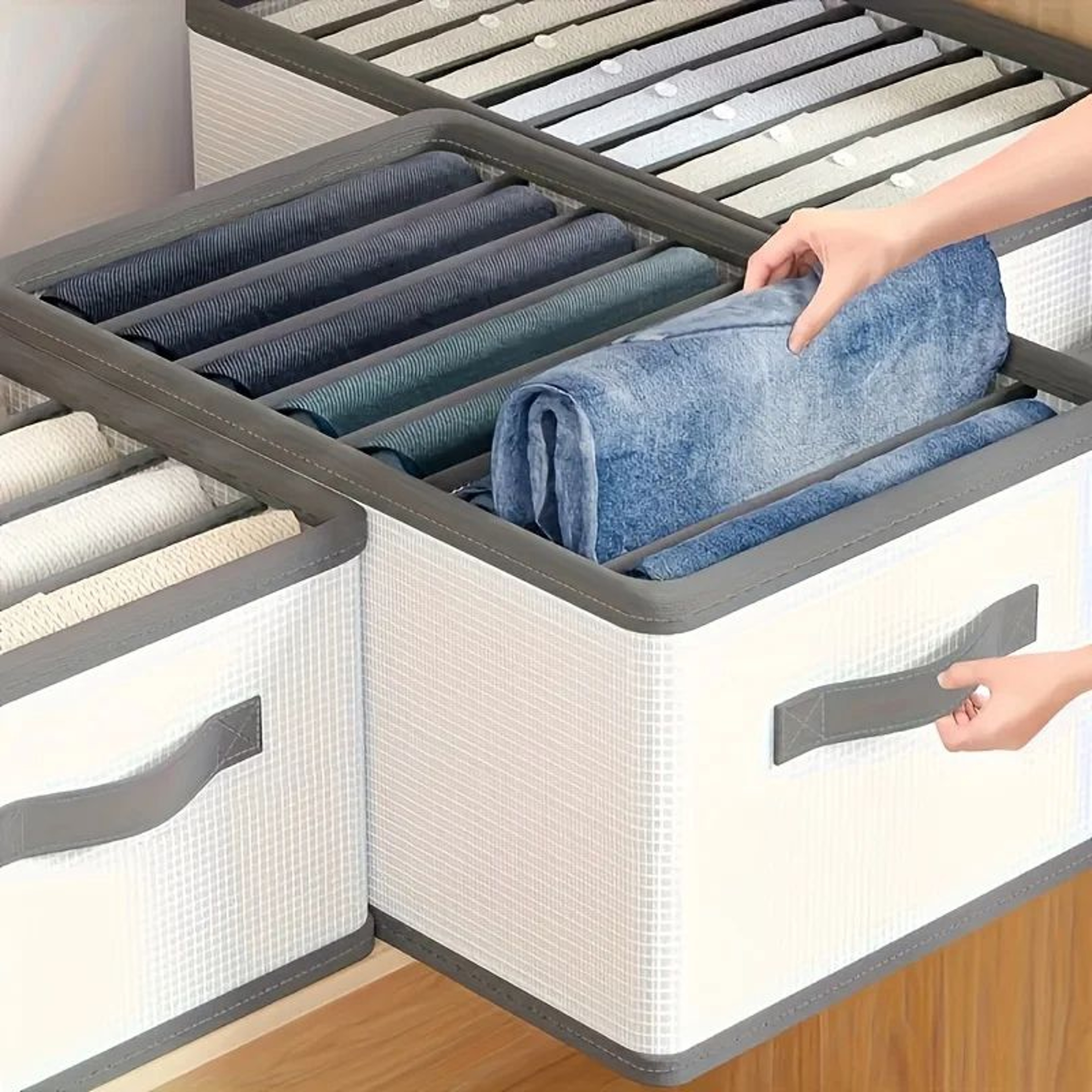 Foldable Fabric Drawer Organizer  MultiCompartment Clothes Storage Box With Handles For Closet Pant 0