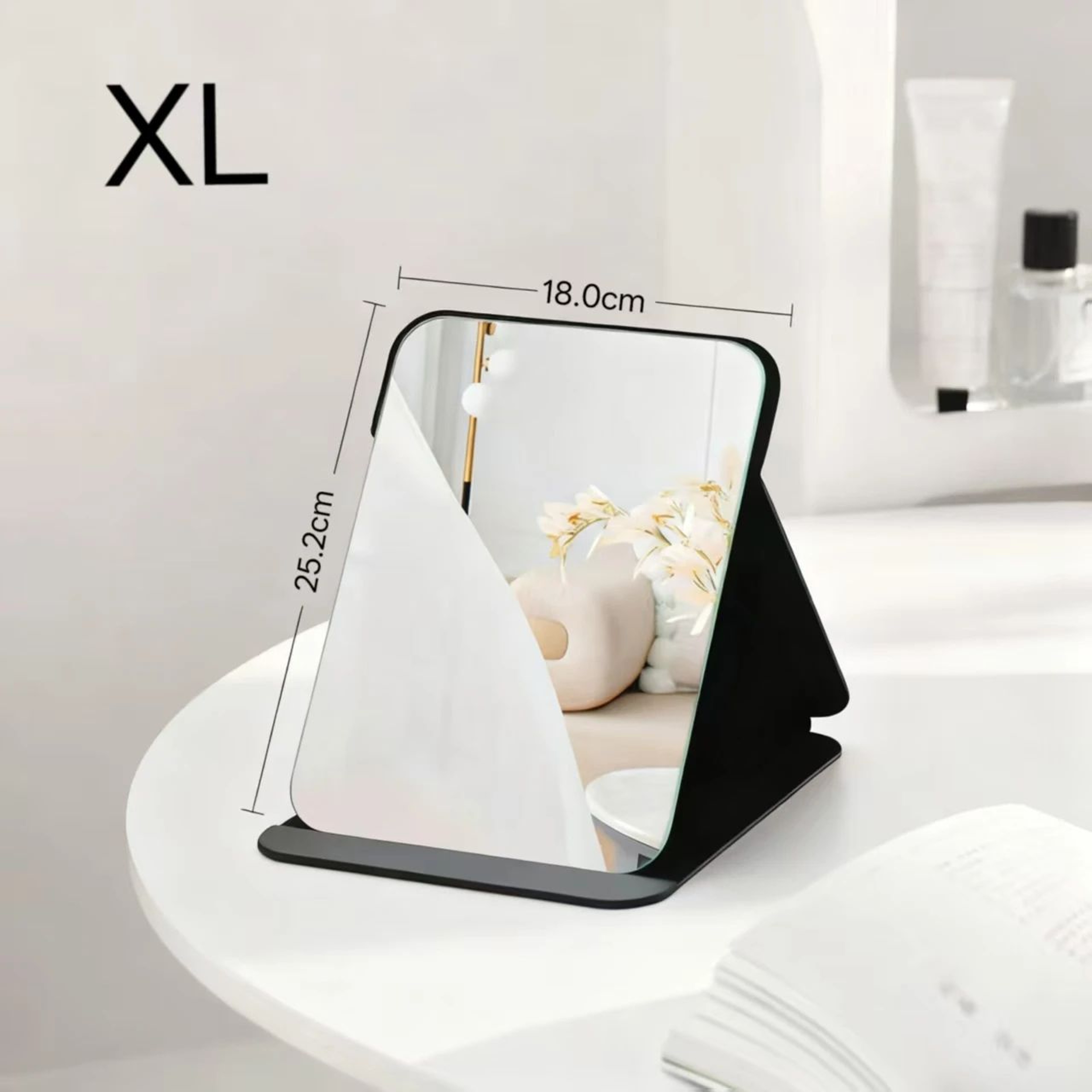 Portable Folding Makeup Mirror  Compact Desktop Vanity Mirror With Storage For Dorm Home Travel  Da 17