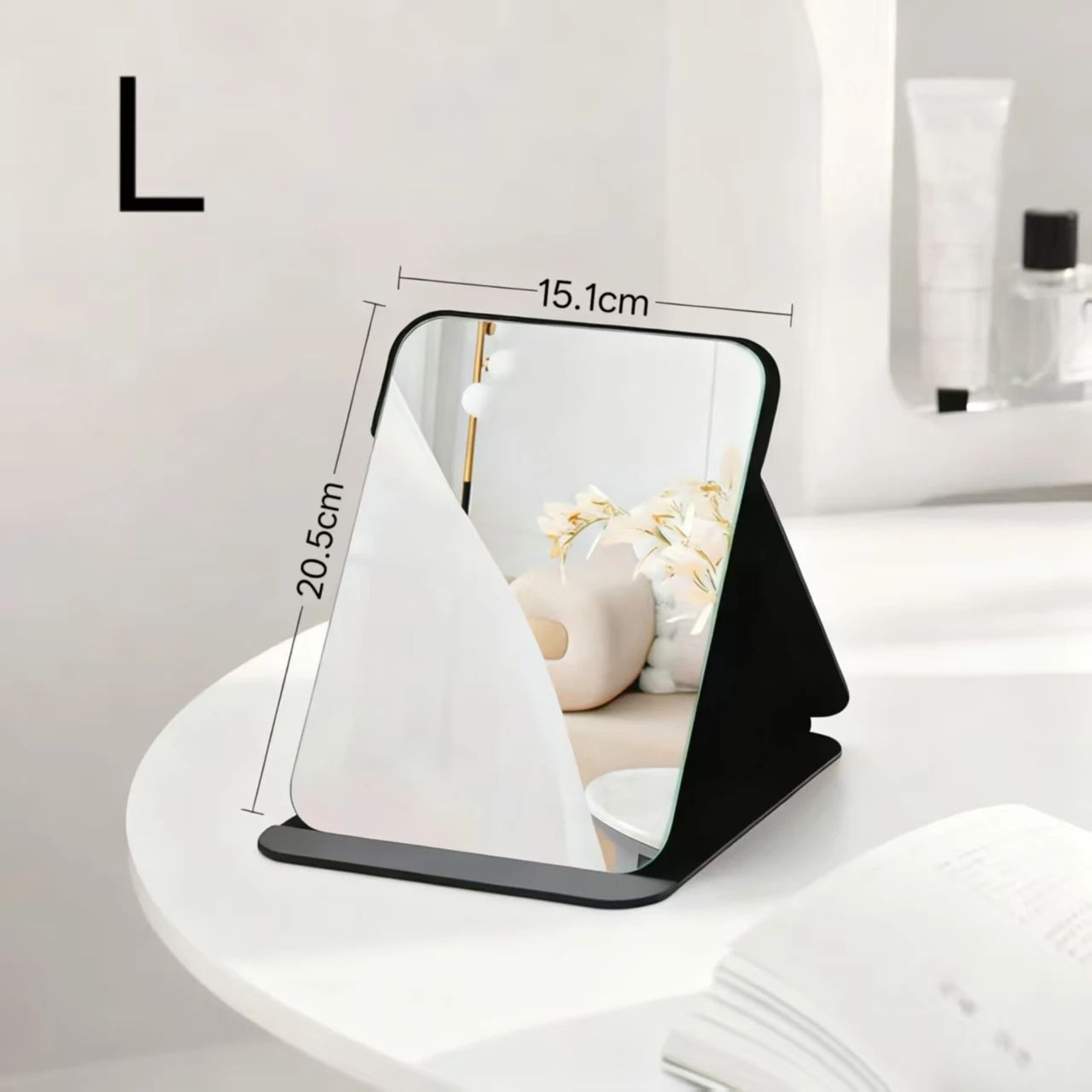 Portable Folding Makeup Mirror  Compact Desktop Vanity Mirror With Storage For Dorm Home Travel  Da 14