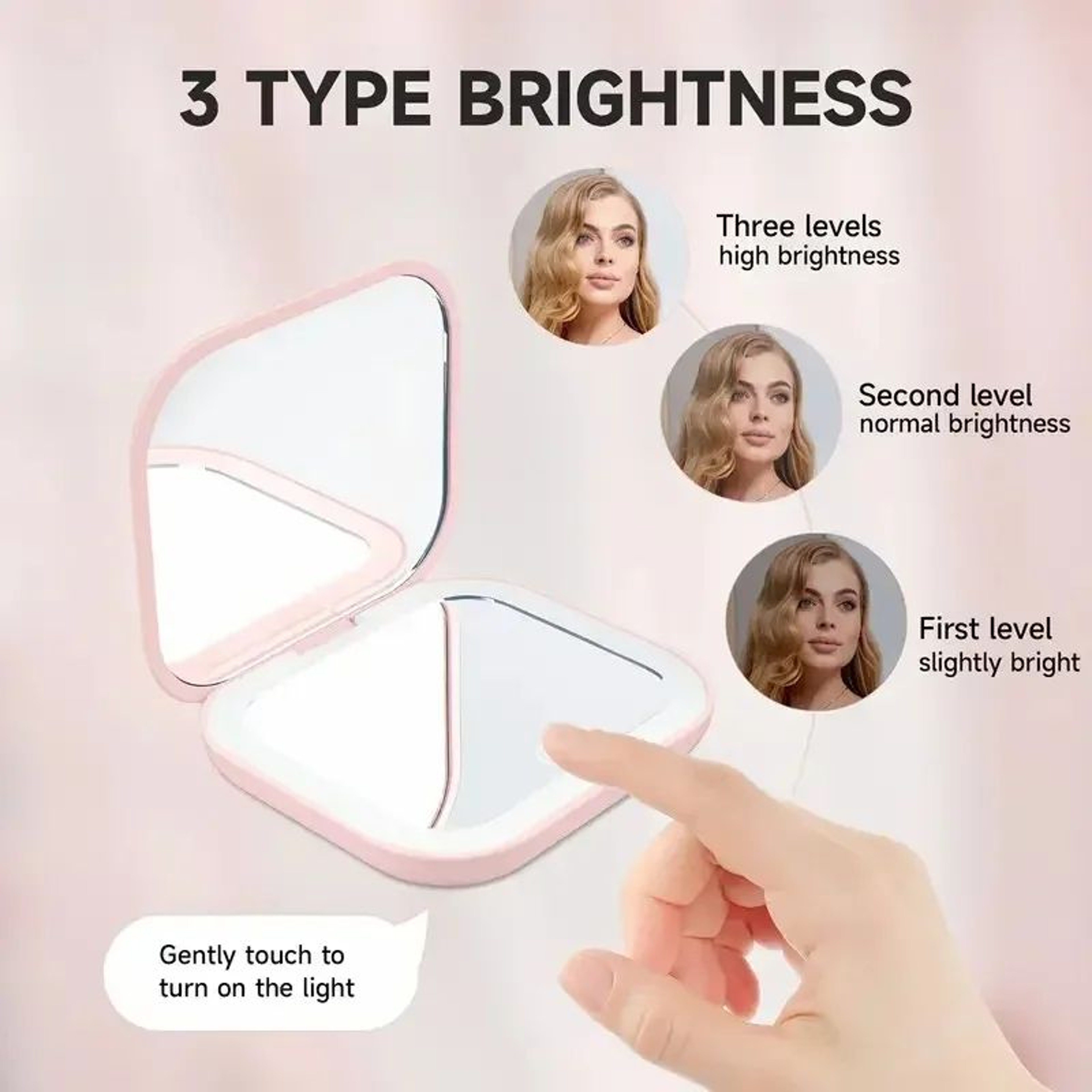 Portable LED Compact Makeup Mirror  1X2X Magnification Folding Pocket Mirror With Lights For Purse  3