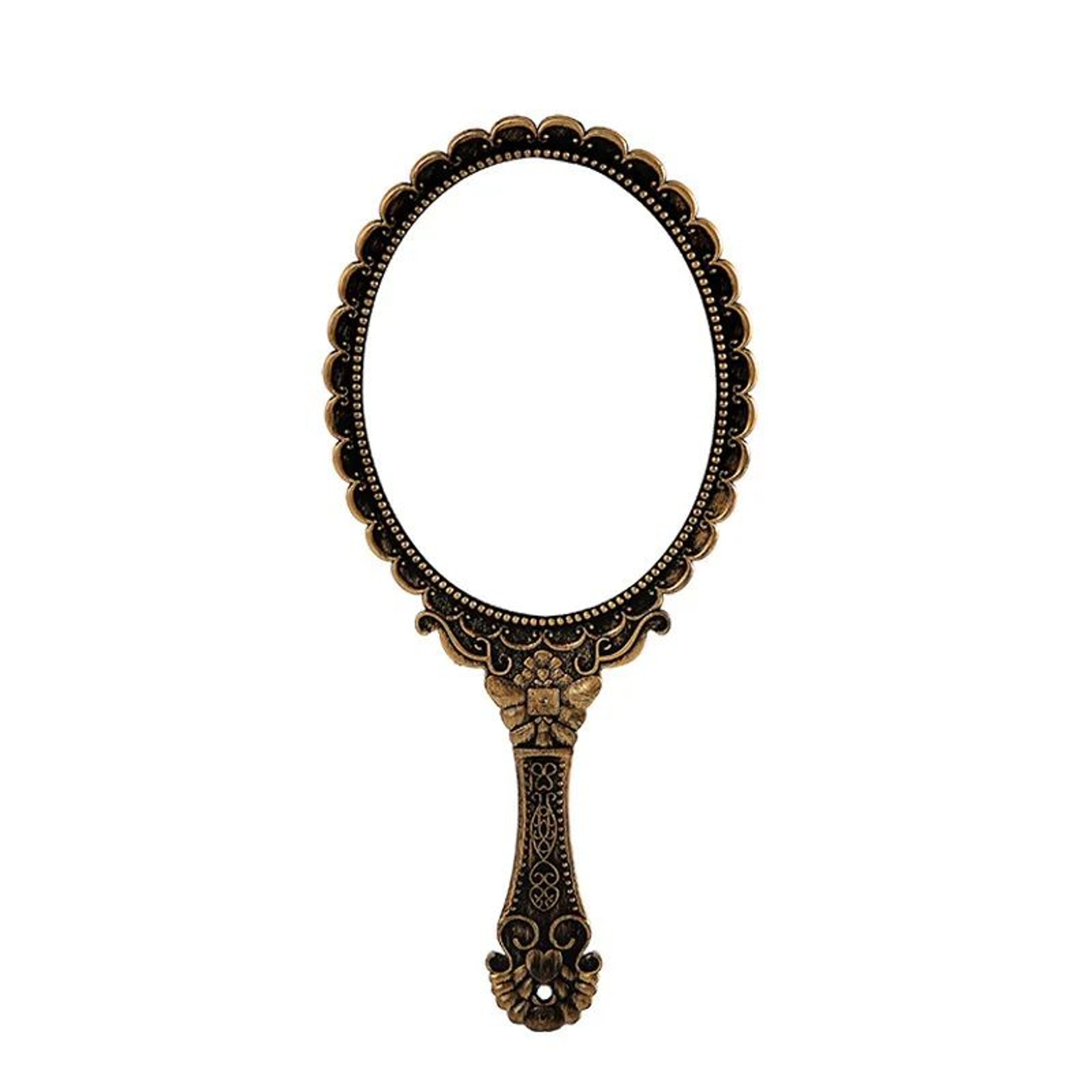 Vintage Handheld Makeup Mirror  European Oval Glass Cosmetic Mirror With Ornate ABS Handle For Beau 4