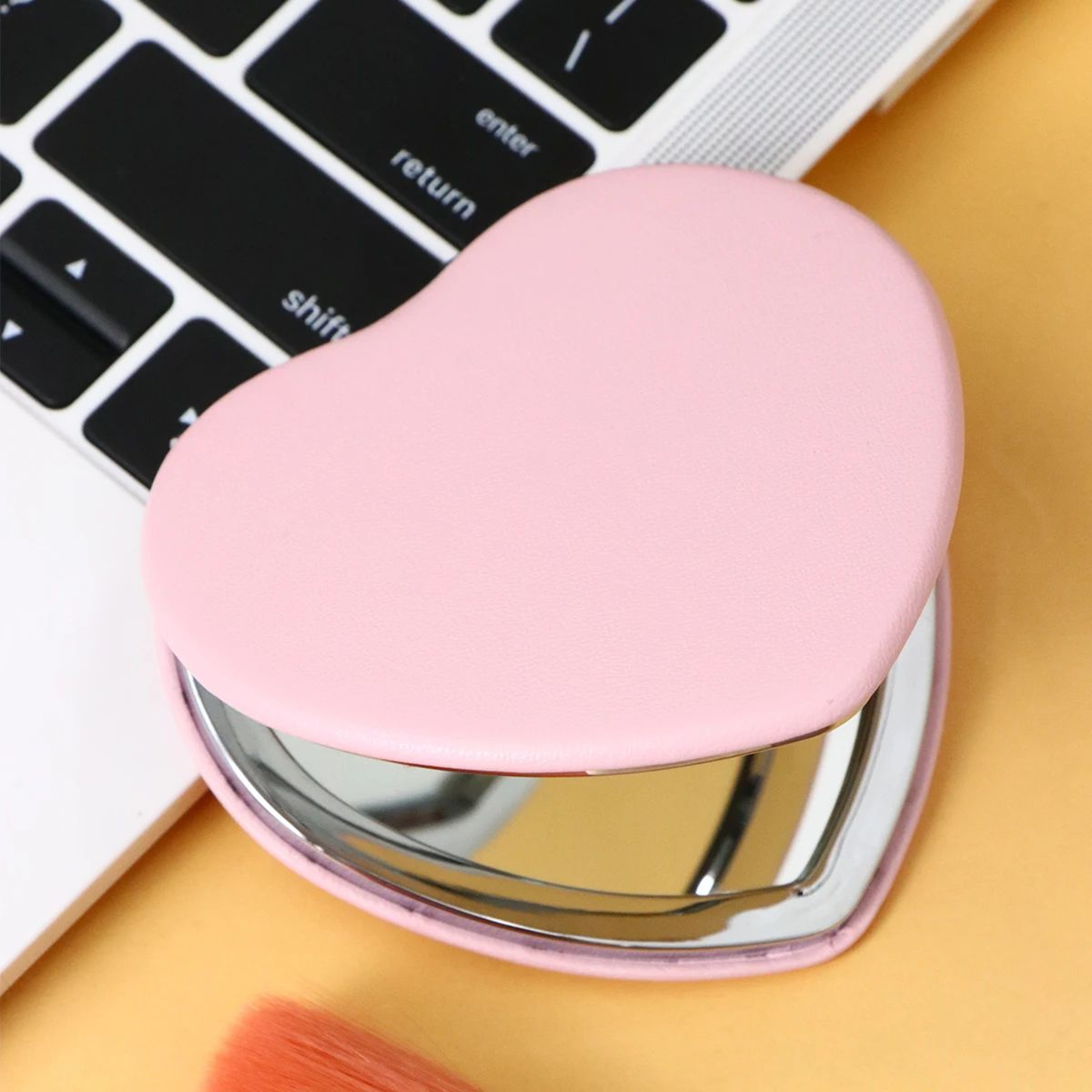 Heart Pocket Mirror  Cute Folding Makeup Compact For Handbag Travel Daily Touch Ups  Portable Beaut 4