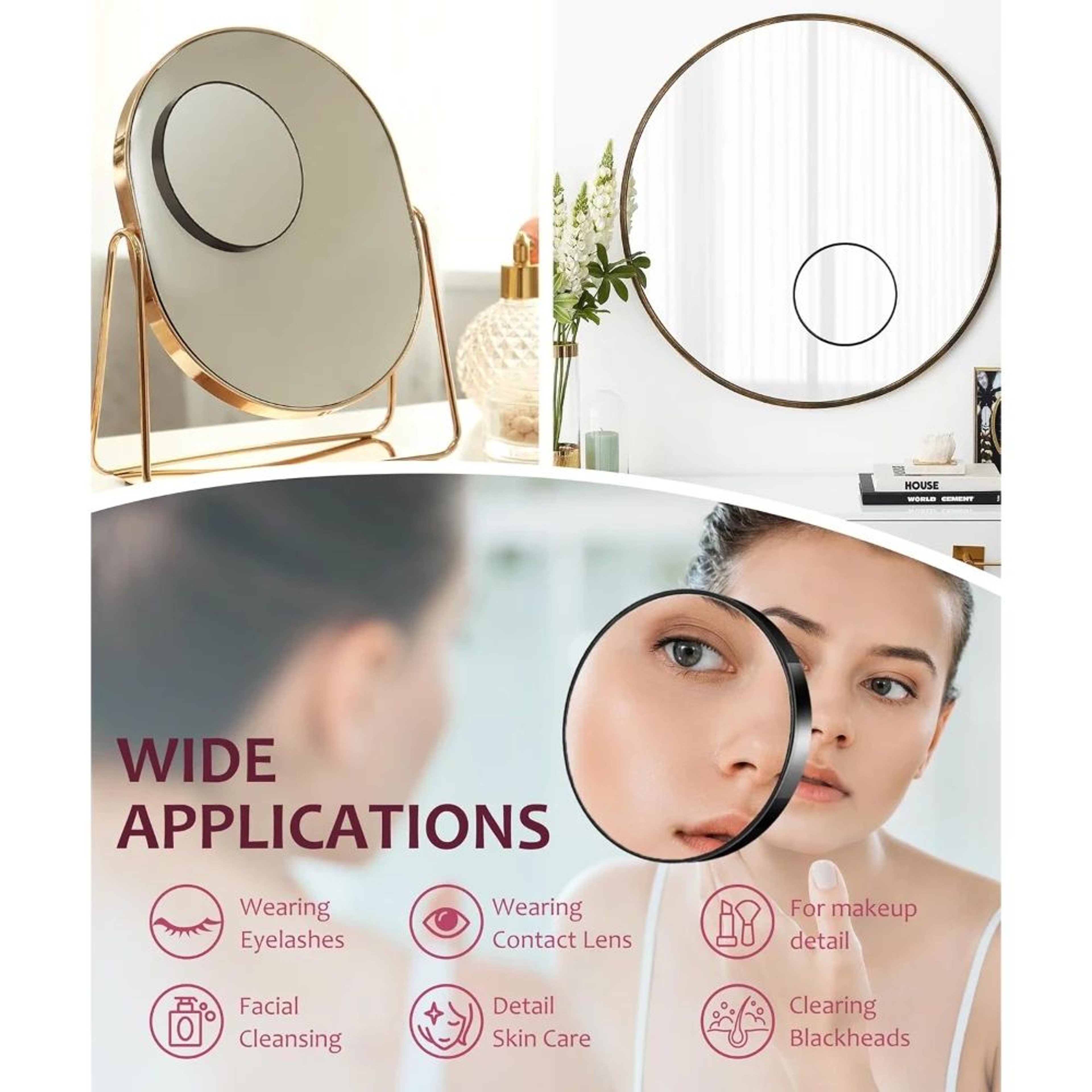 20X 30X 40X Magnifying Mirror Set  35In Compact Makeup Mirrors With Tweezers  Suction Cups For Trav 3