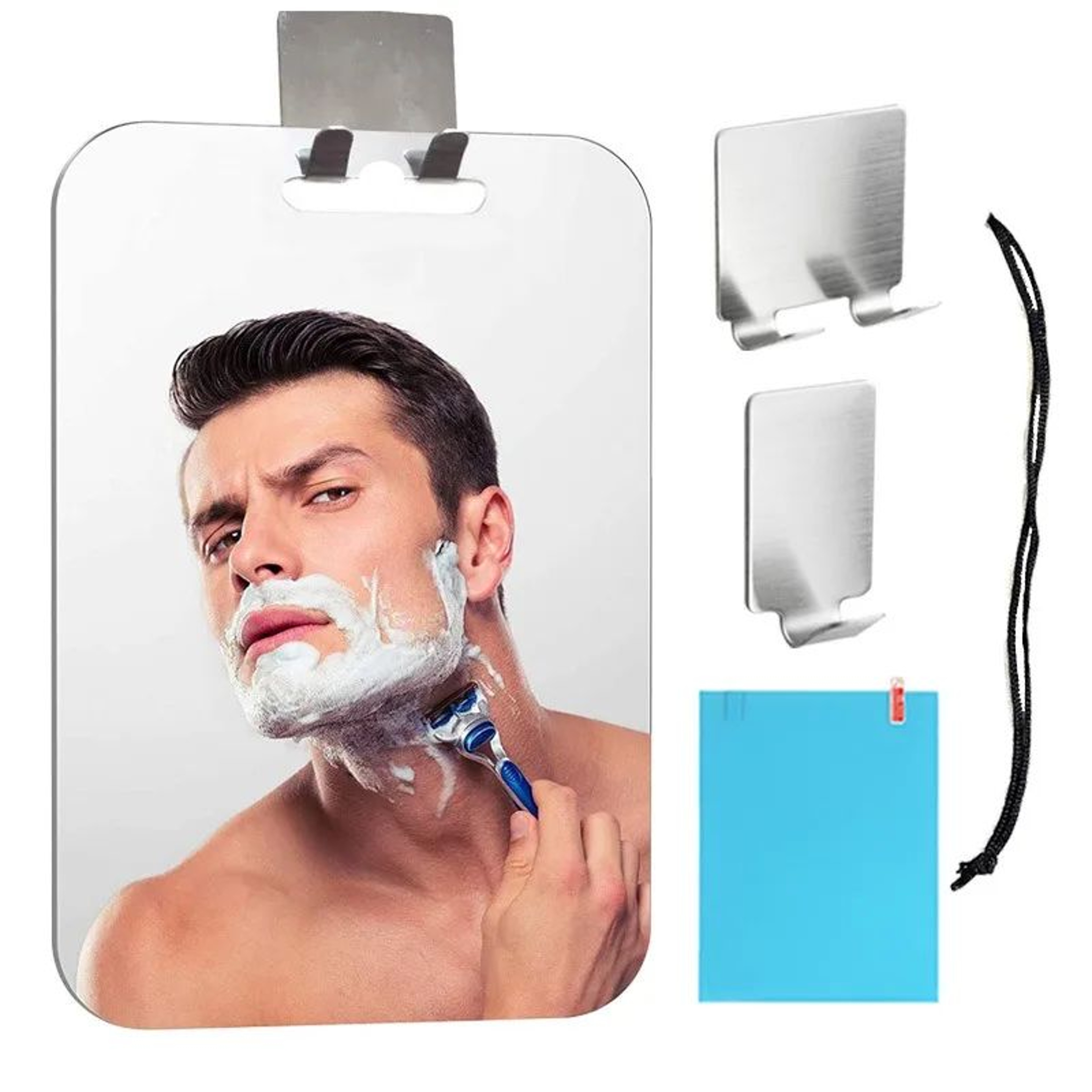 Large Acrylic AntiFog Shower Mirror  Portable Fogless Shaving Bathroom Travel Mirror With Hanging H 1