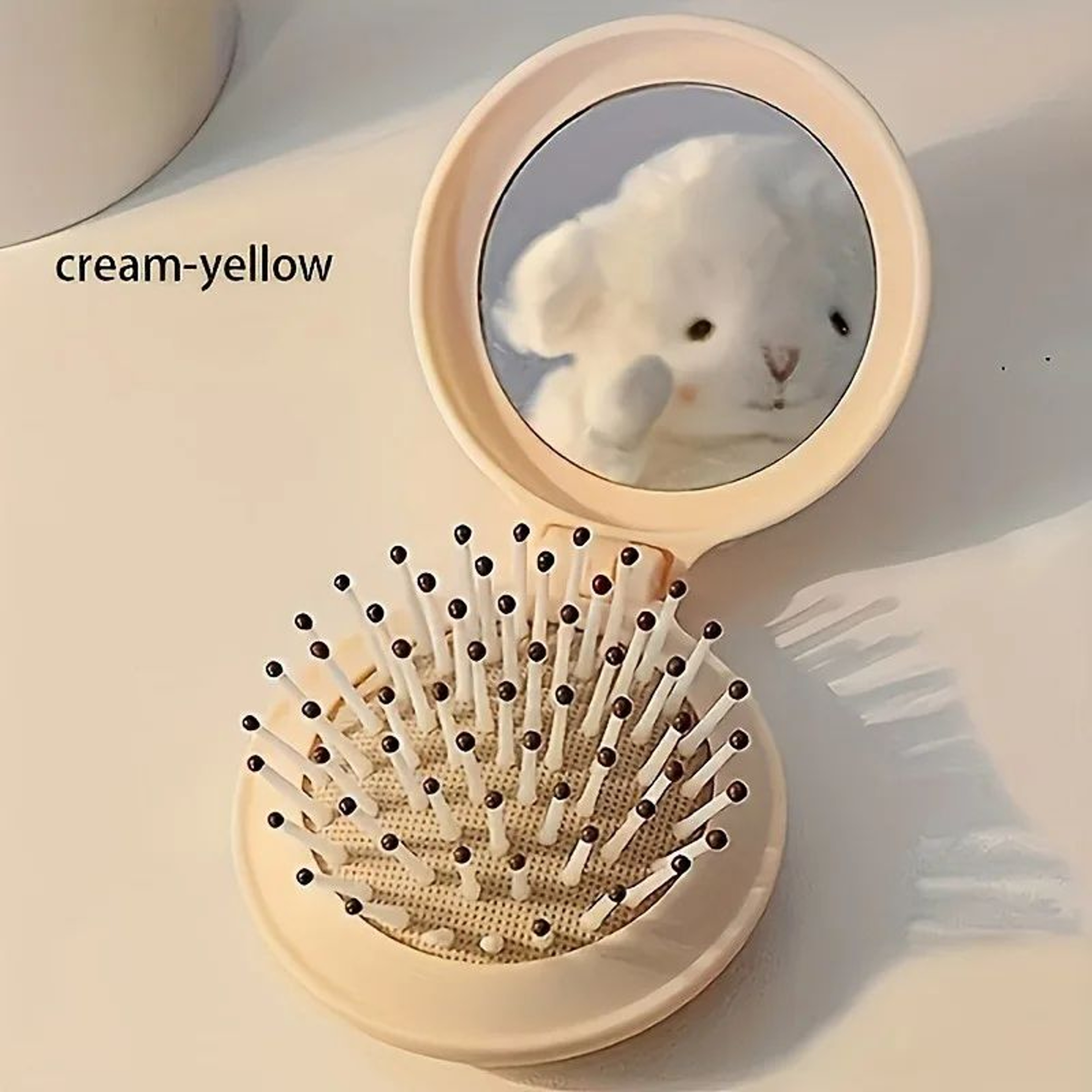 Cute Mini Air Cushion Comb With Mirror  Foldable Portable Massage Hairbrush For Girls Travel Purse  2