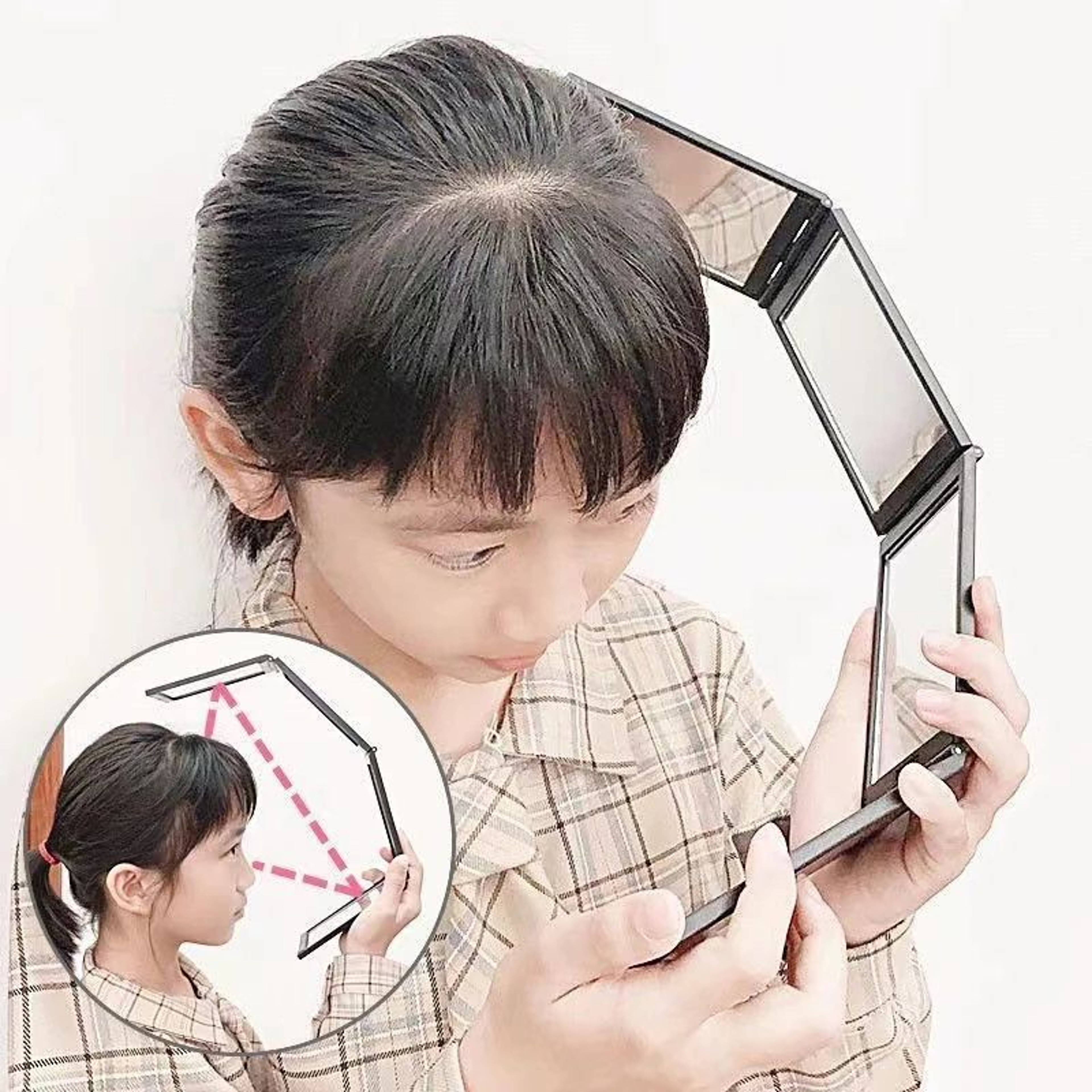 4Way Foldable Self Hair Cutting Mirror  360 Portable Handheld Desktop Makeup Grooming Mirror For Ho 3